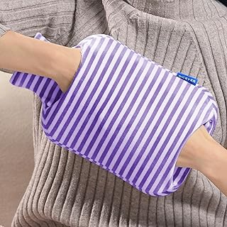 Hot Water Bottle, 2L Hot Water Bag with Cover for Menstrual Cramps, Neck and Shoulder Pain Relief, Hot and Cold Therapies, Hand Feet Warmer, Warm Water Bag with Hand Pocket, Purple