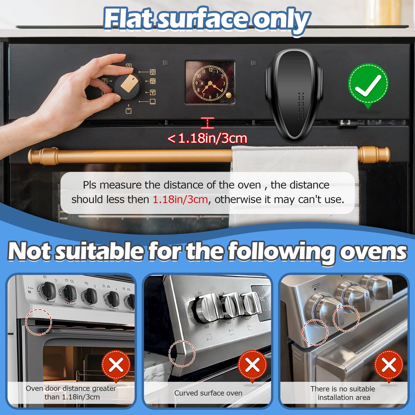 Oven Lock Child Safety (4 Pack), Kitchen Safety Oven Door Lock for Babies & Kids, Stove Child Proof, Childproof Oven Locks for Toddlers, Easy to Install, Upgrade Heat-Resistant Material (Black)