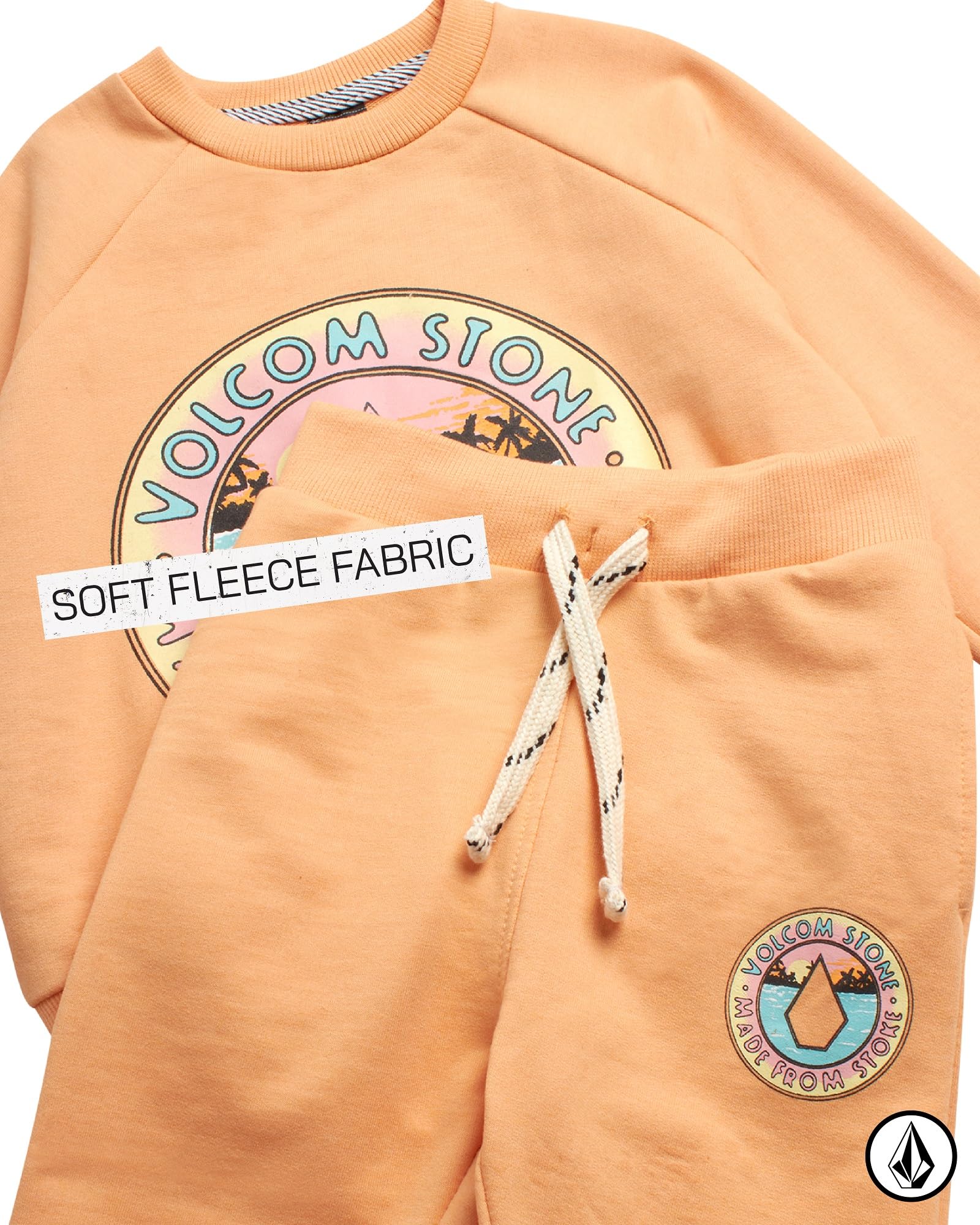 Volcom Set tuta da bambina – 2 pezzi felpa girocollo in spugna francese e pantaloni da jogging per ragazze (2T-6X)