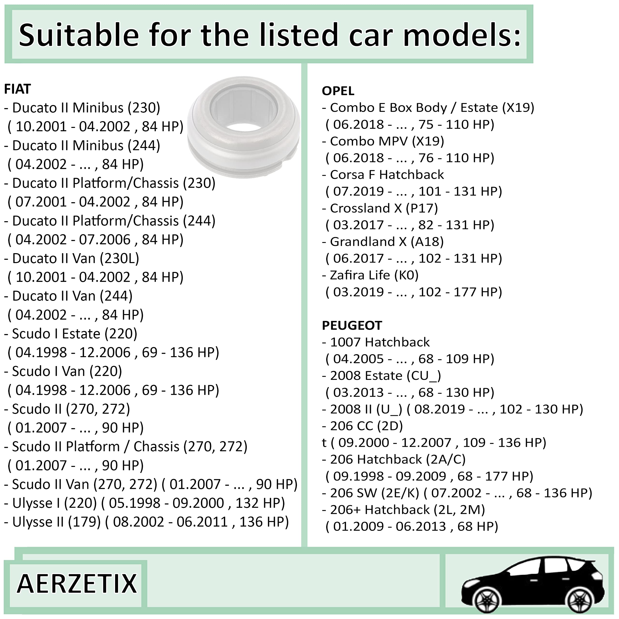 AERZETIX - C66714 - Butée d'embrayage - compatible avec numéros OE 1611266180, 1611266780, 204163, 204168, 204175, 204194, 204197, 2041A7, 96882261