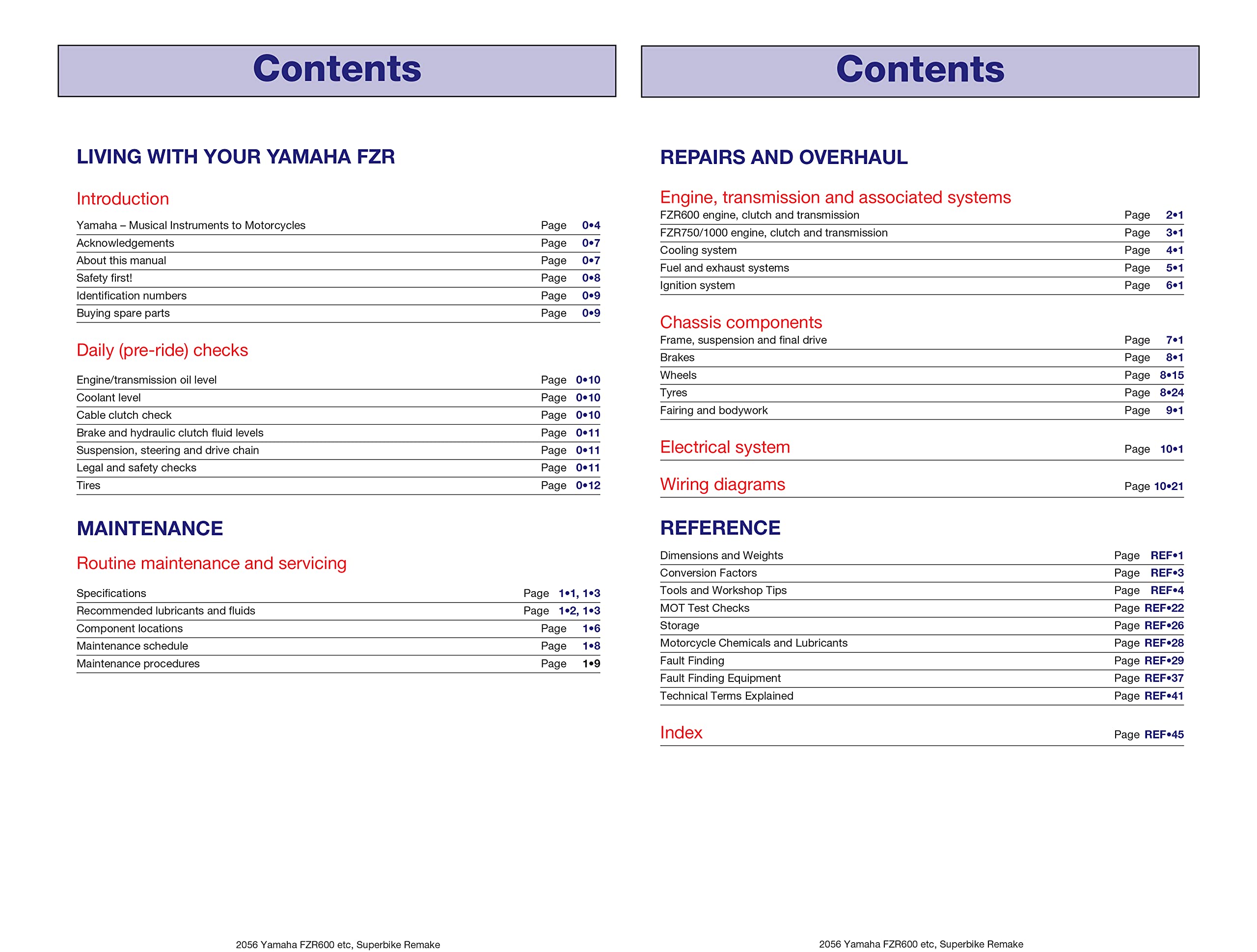 Yamaha FZR 600, 750, 1000 Fours (87 - 96) (Haynes Service and Repair Manual)