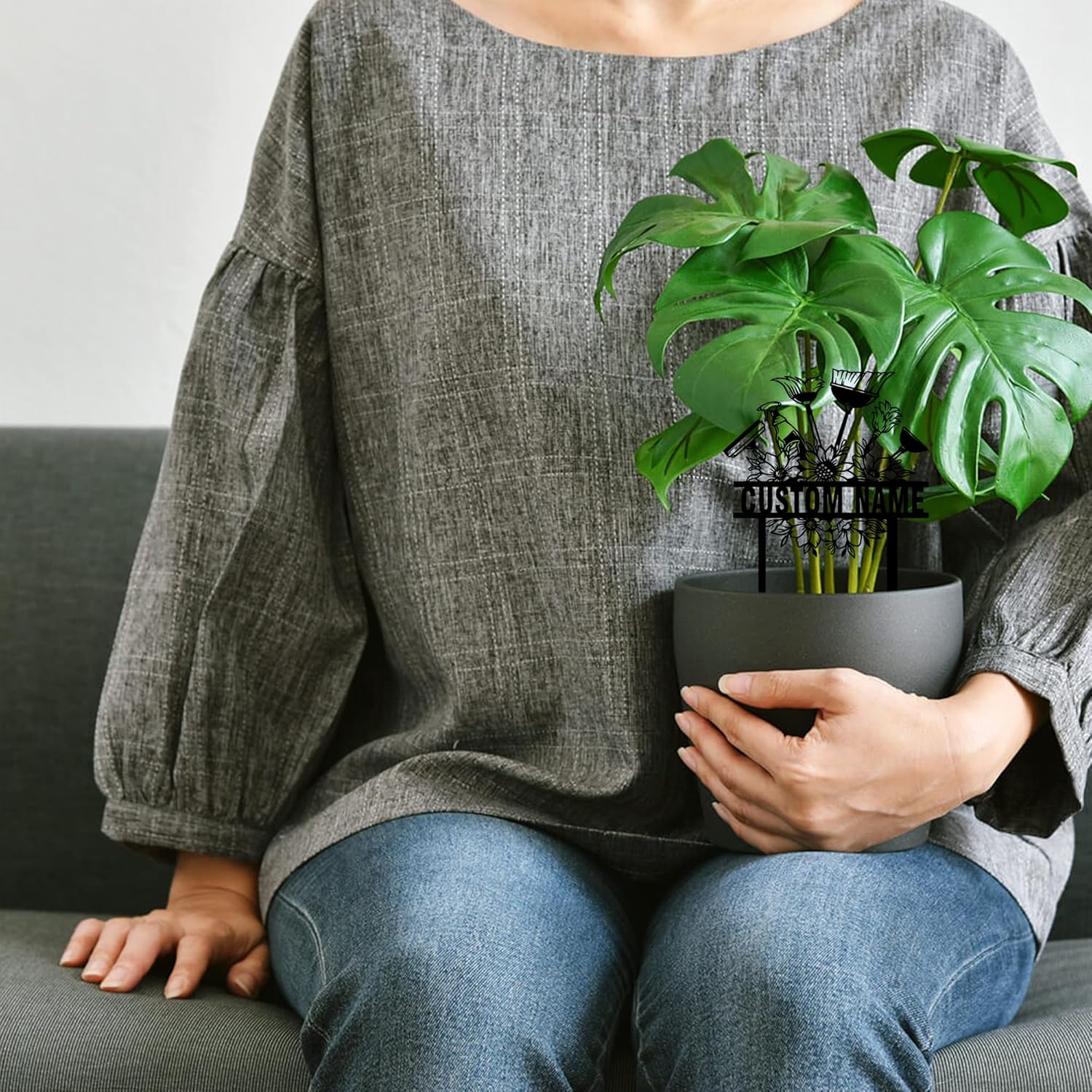 Personalized Floral Cleaning Tool Metal Sign Home Decor Garden Sign with Stakes Custom Metal Garden Sign with Stakes, Custom Garden Name Sign, Yard Decor, Gardener Decor