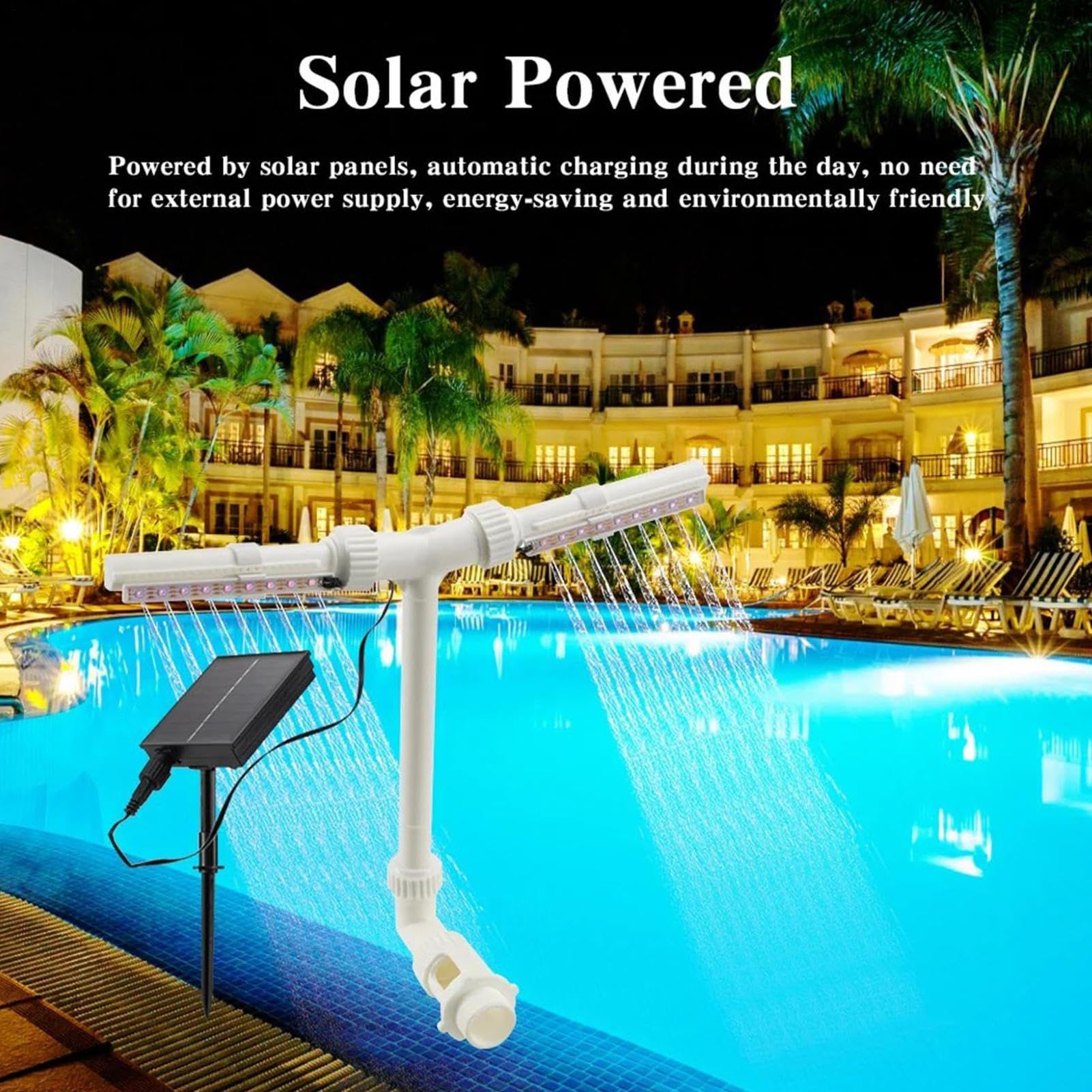 Fontana Solare per Piscina Spruzzatore Cascata con Telecomando