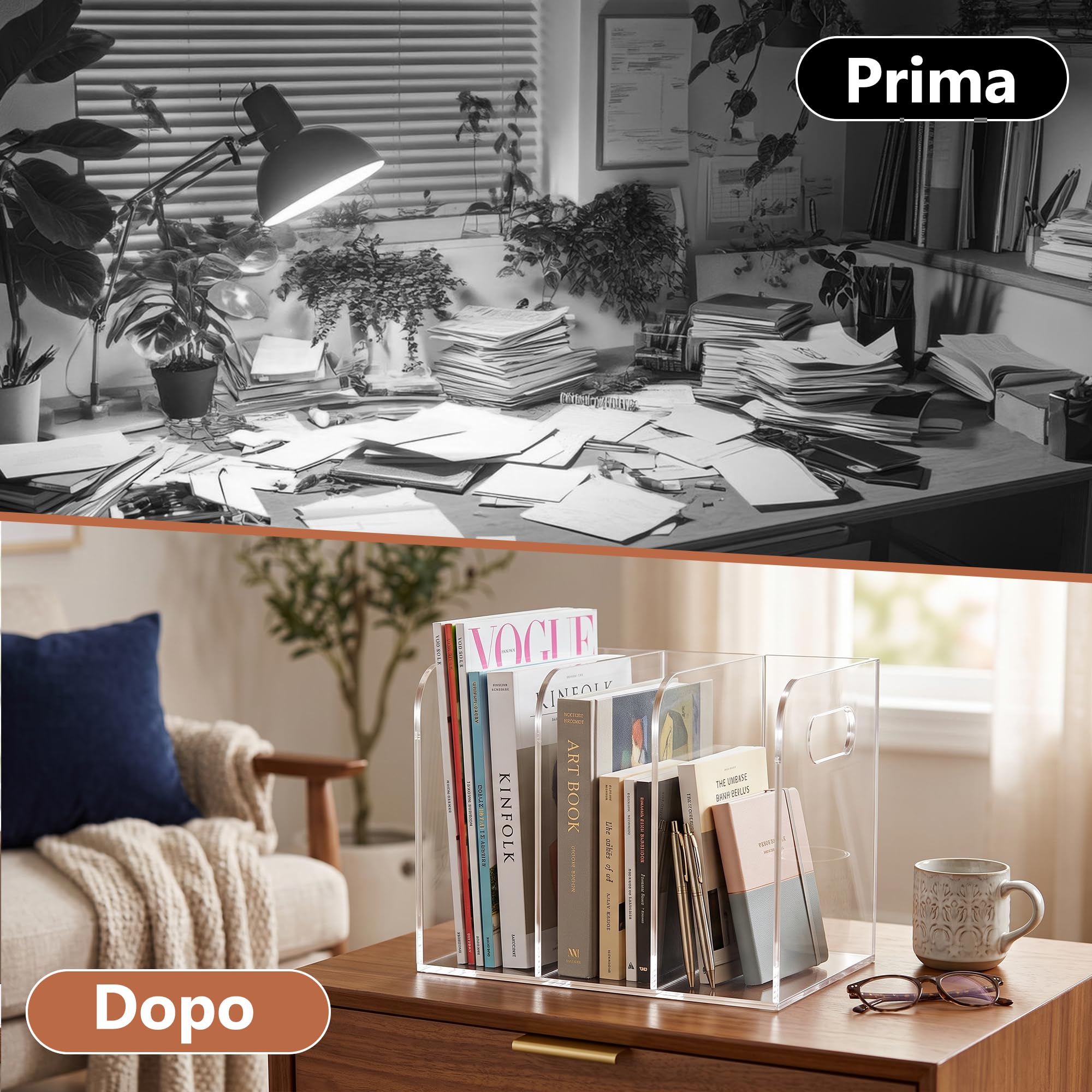 Portadocumenti in Acrilico, Trasparente Organizer Documenti da Scrivania