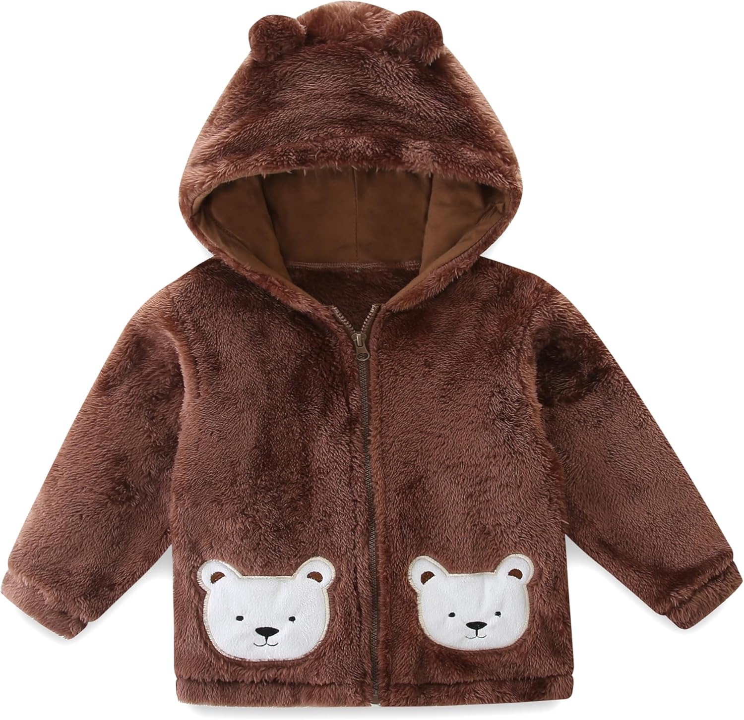 Unisex Baby Fleece Jacket Winter Sherpa Lined Hoodie For Girls Boys Cute Bear Ear Baby Outerwear 12M-5T Unisex Baby Fleece Jacket Winter Sherpa Lined Hoodie For Girls Boys Cute Bear Ear Baby Outerwear 12M-5T