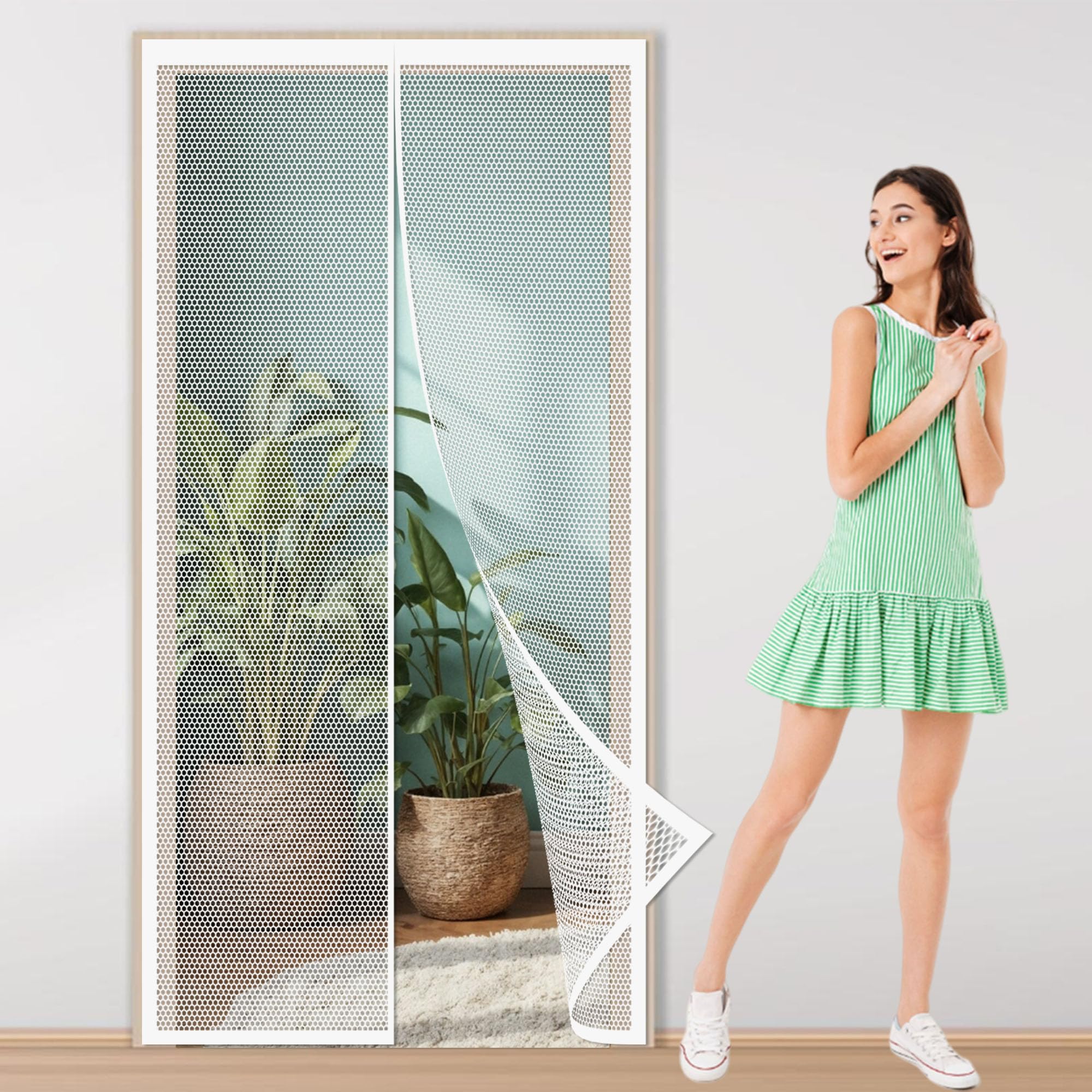 Moustiquaire magnétique de porte 90x237 cm rideau blanc anti mouches