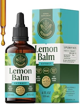 HERBAMAMA Lemon Balm Tincture - Relaxation & Calm Support | Lemon Balm Extract Nervous System Support Non-GMO Alcohol & Sugar-Free Vegan Liquid 56-Day Supply 4 fl oz