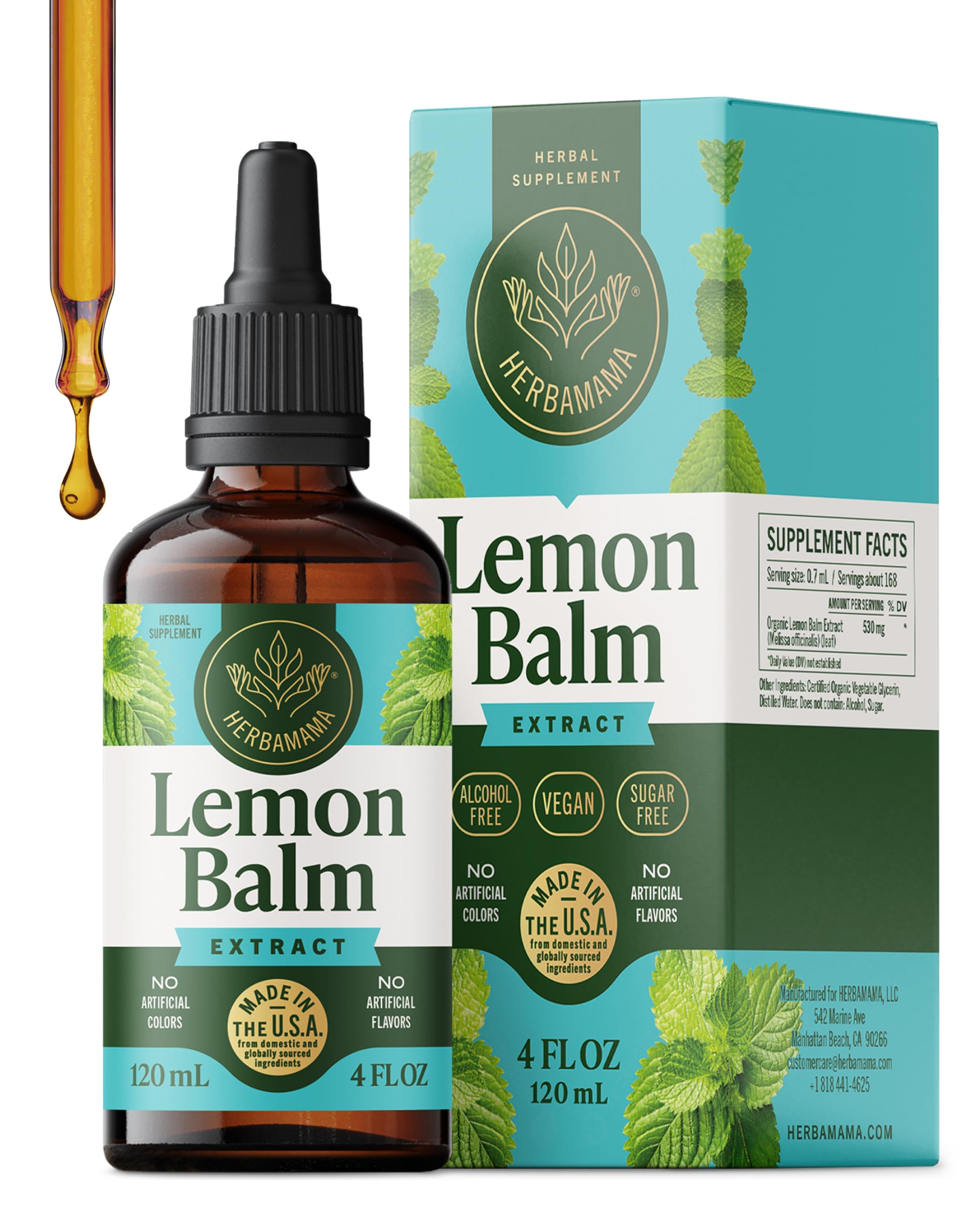 Lemon Balm Tincture - Vegan Relaxation Support with Lemon Balm Extract - Melissa Officinalis Liquid Supplement Drops - Non-GMO, Alcohol & Sugar-Free - 56-Day Supply