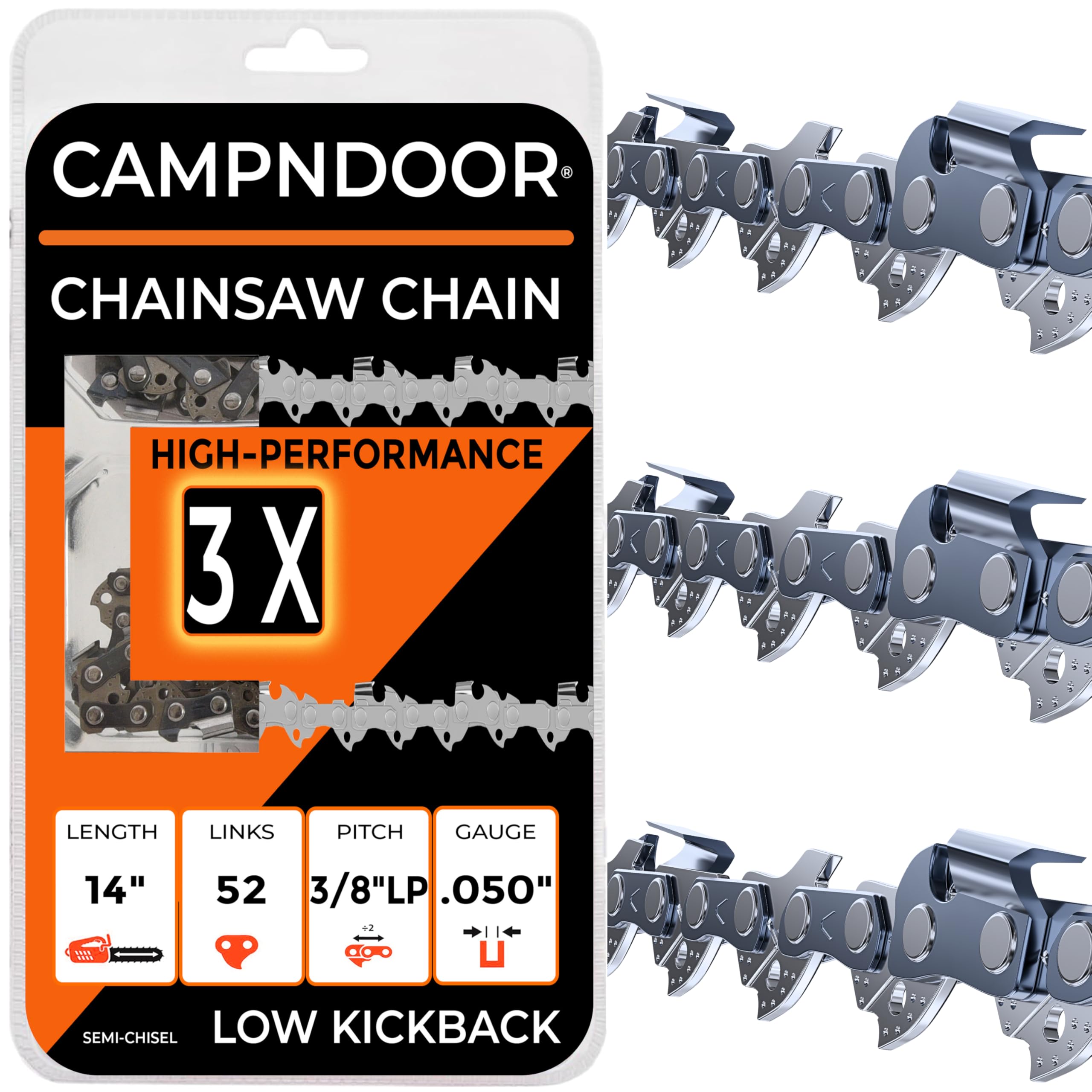 Amazon.com: 14 Inch Chainsaw Chain 3/8" LP Pitch, .050" Gauge, 52 Drive ...