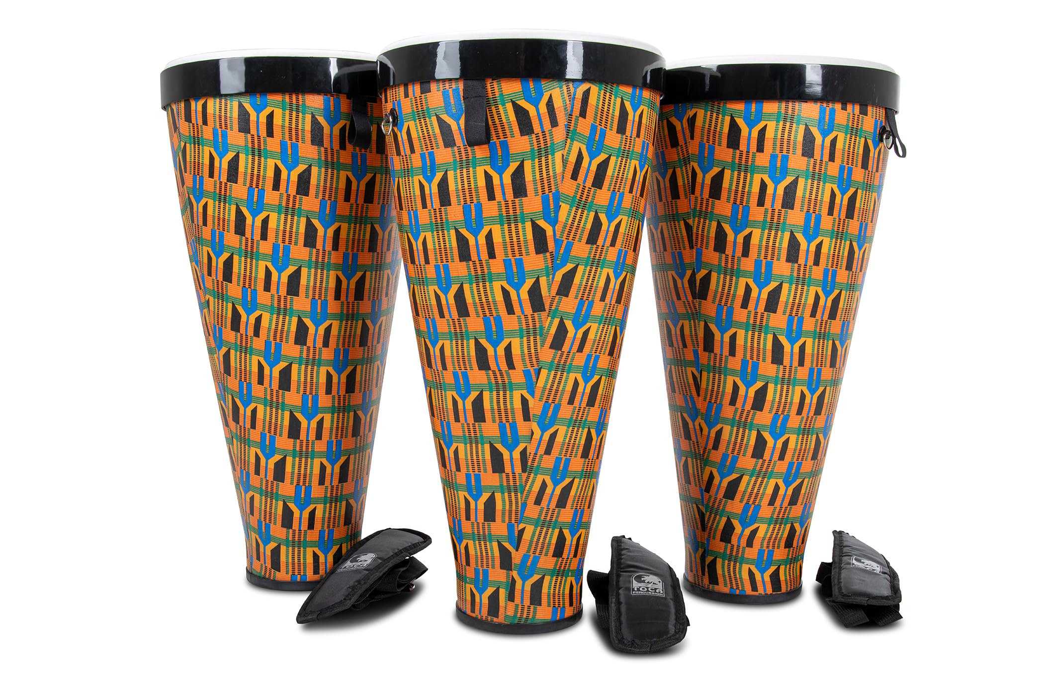 Toca Nesting Drums Freestyle II Nesting Ashiko 12 "x23" Set di 3 Kente Cloth TSSNA-3PCK-FP