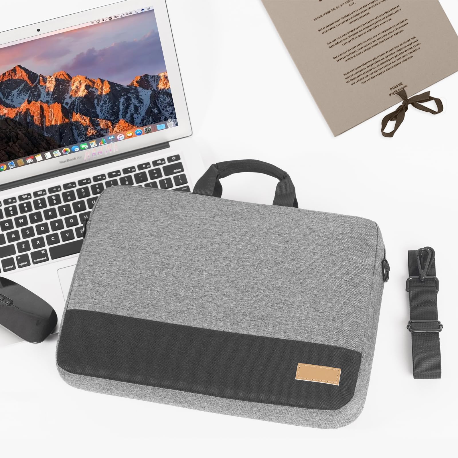 MOVOYEE Laptop Case 15.6 inch Laptop Bag Sleeve,Water Resistant Laptop Carrying Cover Handle Shoulder Strap Computer Briefcases Compatible for Lenovo Dell HP Apple Asus Notebook Gifts Men Women Grey