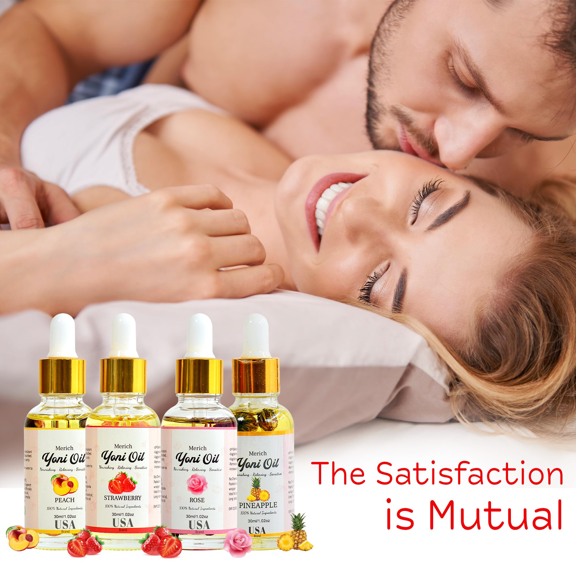 Natural Yoni Oil Ultimate Feminine Rejuvenation Set of Four | Feminine Yoni Detox | Naturally Scented Vaginal Oil | Restores pH Balance for Women | Eliminates Odor | Natural Gentle Cleansing
