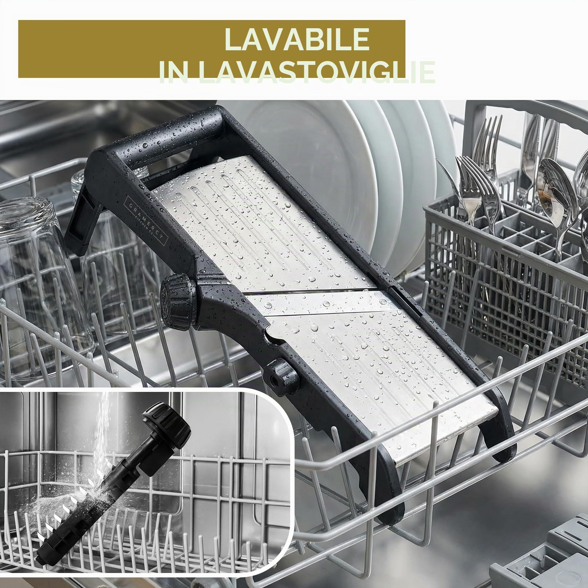 Mandolina affetta verdure regolabile, in acciaio inox, per tagliare patatine a griglia, verdure e cipolle