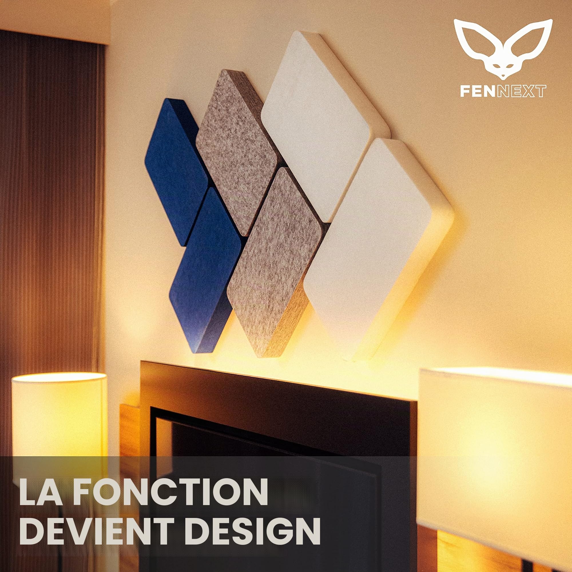 Lot de 6 panneaux muraux absorbants acoustiques pour une réduction sensible du bruit I Image acoustique moderne, entre autres comme plafond acoustique, panneaux acoustiques sûrs fabriqués