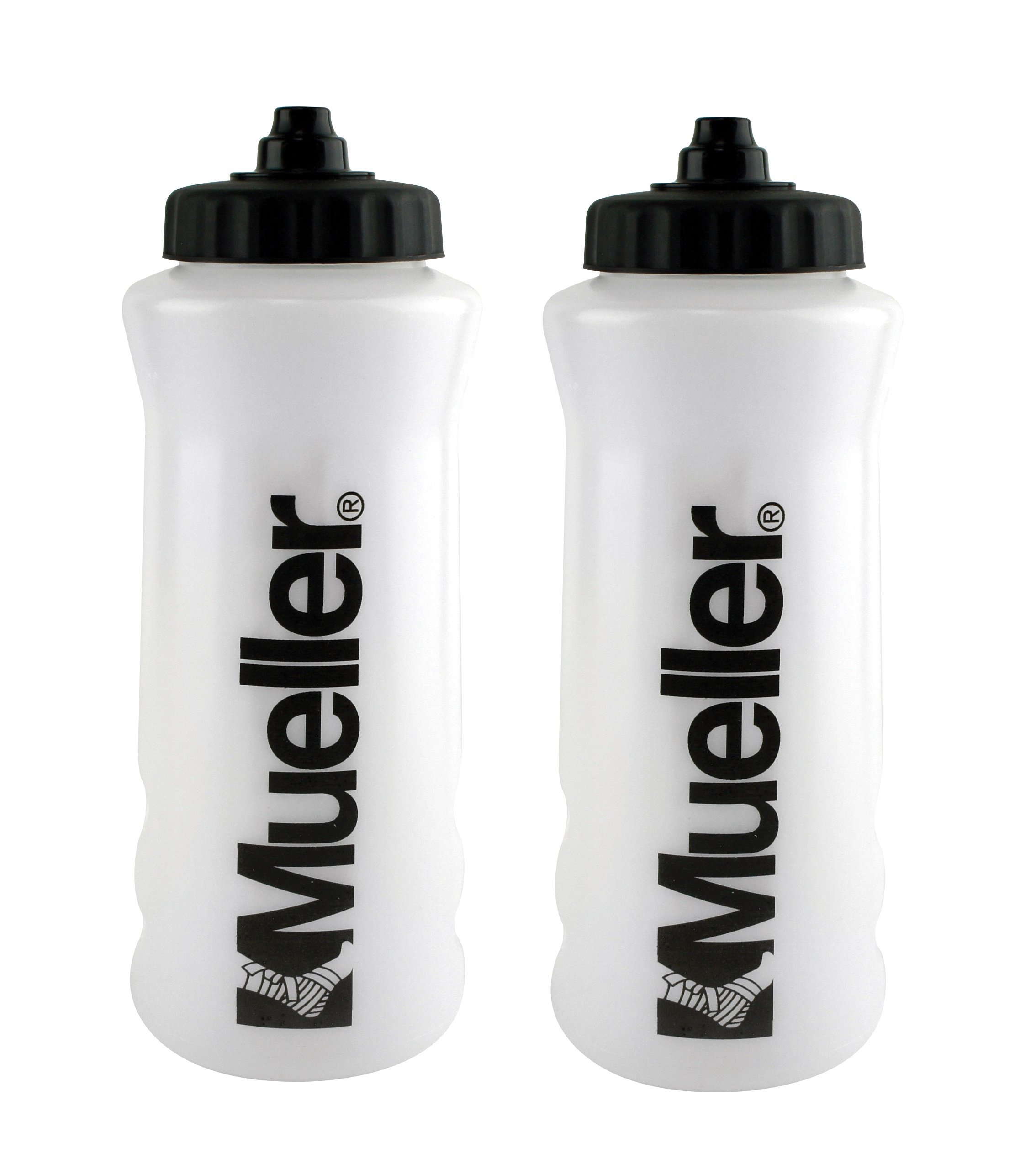 Bouteille Mueller Quart Sureshot Squeeze transparente avec lettres noires lot de 2