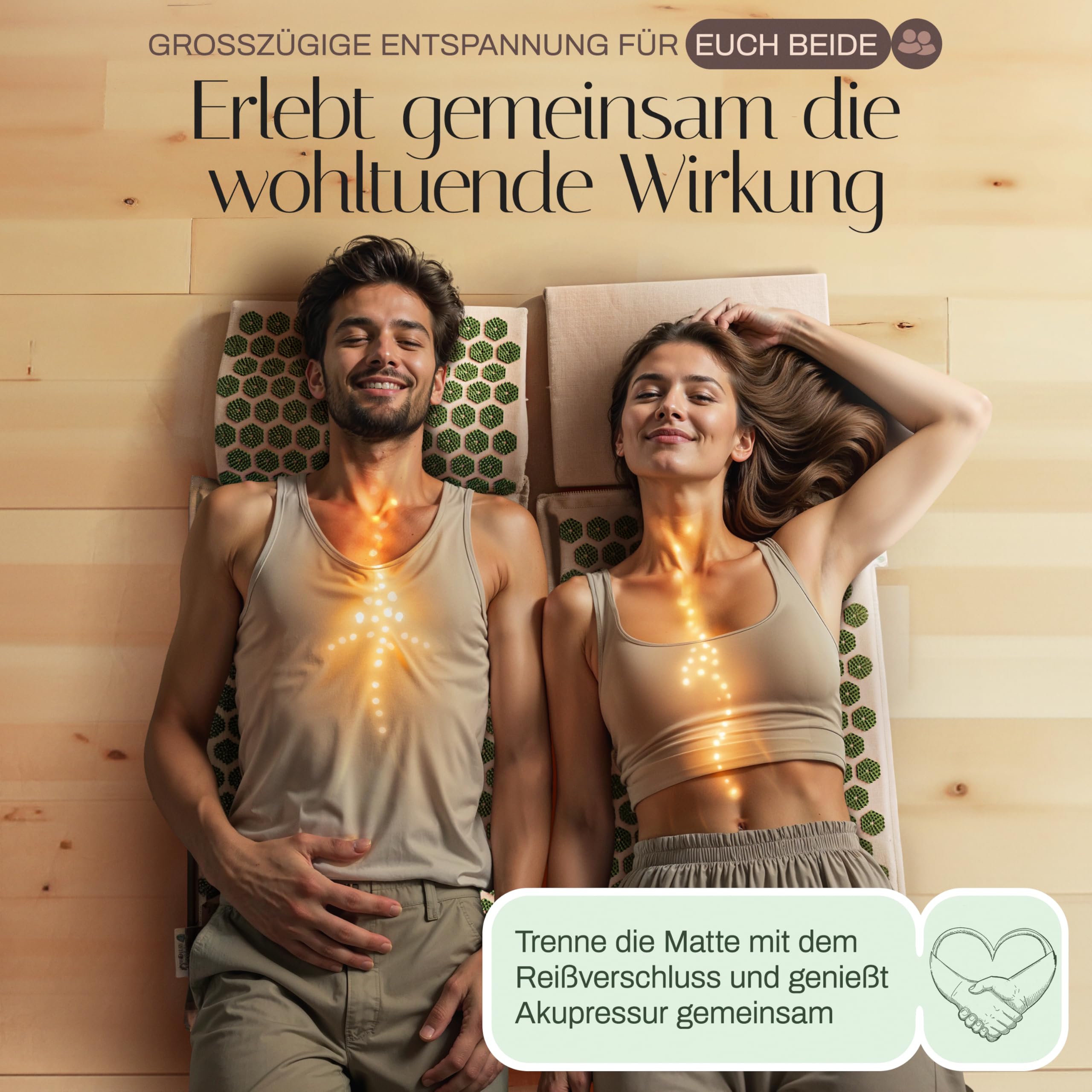 Akupressurmatte XL, Set mit Kissen & Lendenrolle, Ganzkörper