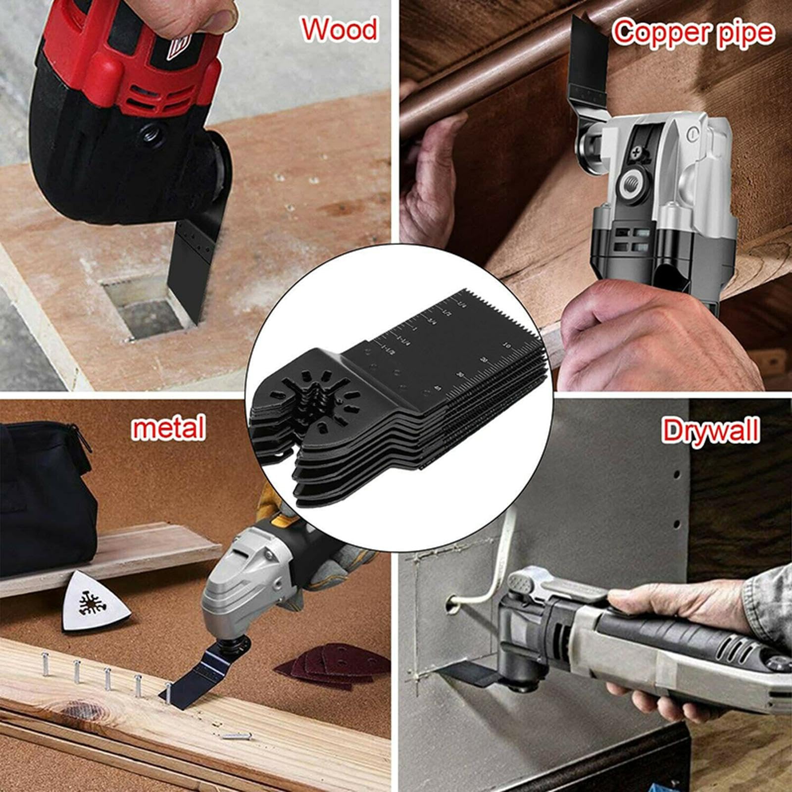 10-Piece Oscillating Multi-Tool Saw Blade Set - For Wood Cutting, Fits Bosch, Fein, Dremel