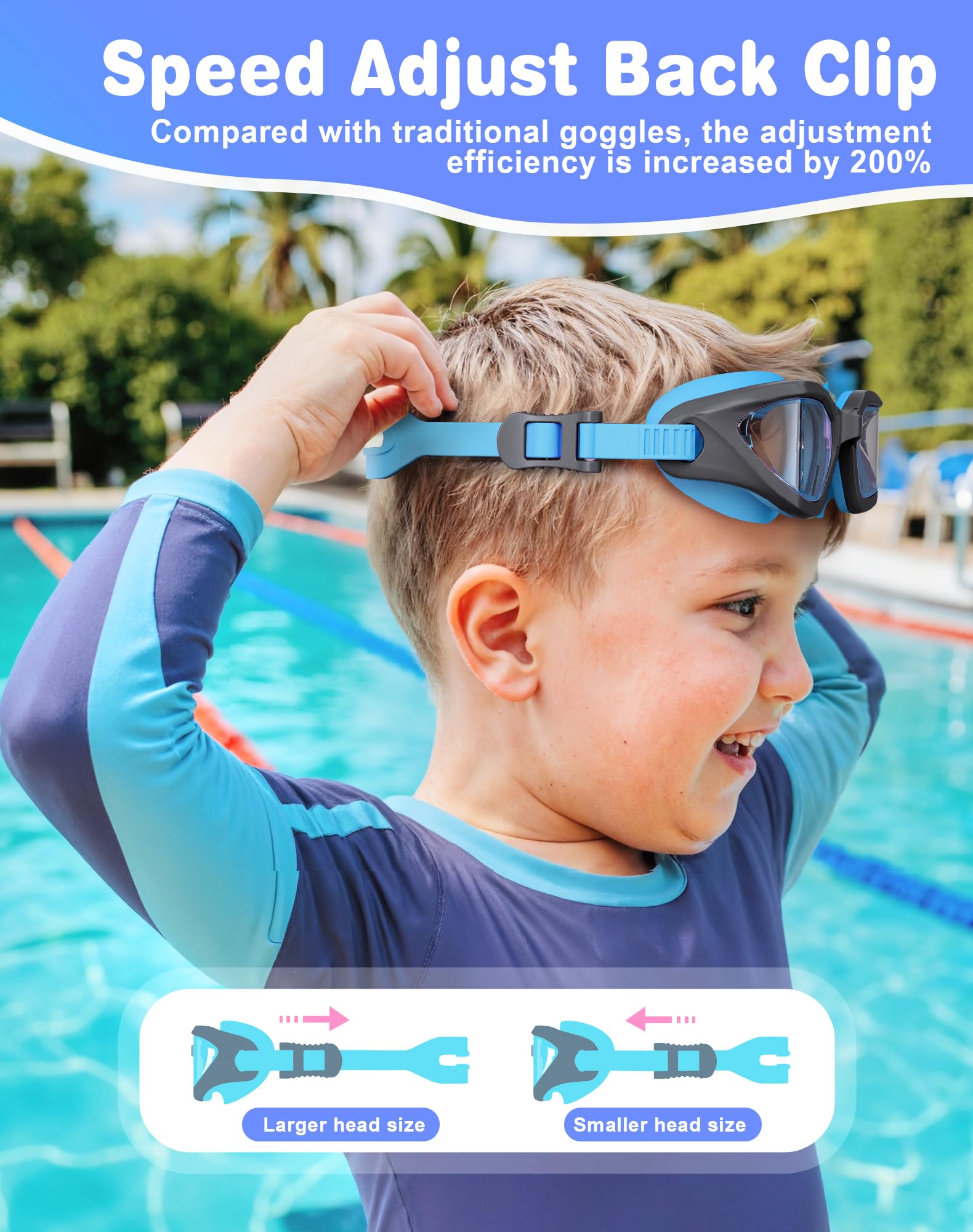 Kinder-Schwimmbrille in zweifarbigen, verstellbaren Nasenpads und weichem Silikon für auslaufsichere (6–14), klare Sicht, Anti-Beschlag und UV-Schutz