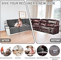 Vista 6 de Fundas impermeables para sofá modular reclinable en forma de L, 8 piezas antideslizantes y lavables, juego de fundas para sofá reclinable en esquina