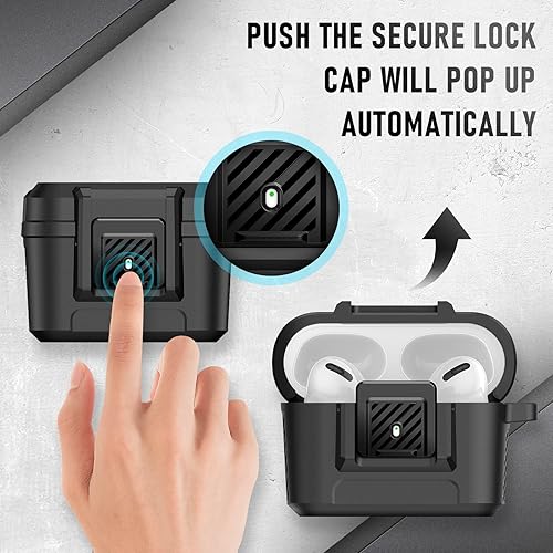 Miniatura 3 de Youtec Funda para Airpods Pro para hombres con cerradura serie armadura militar de cuerpo completo AirPod Pro con llavero Cool Air Pod Pro funda