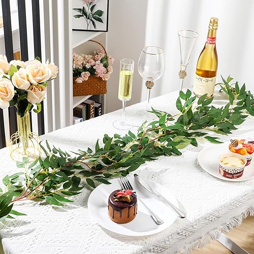 Miniatura 4 de Yunlly Paquete de 24 guirnaldas artificiales de hojas de sauce de 135 pies para colgar hojas de sauce para interiores y exteriores, decoración de