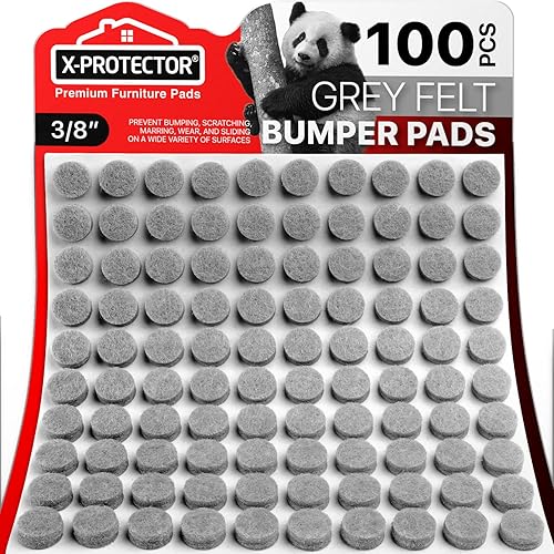 X-Protector - 100 piezas de parachoques para puerta de gabinete, almohadillas de fieltro pequeñas de 38 pulgadas, parachoques de fieltro gris ideal,