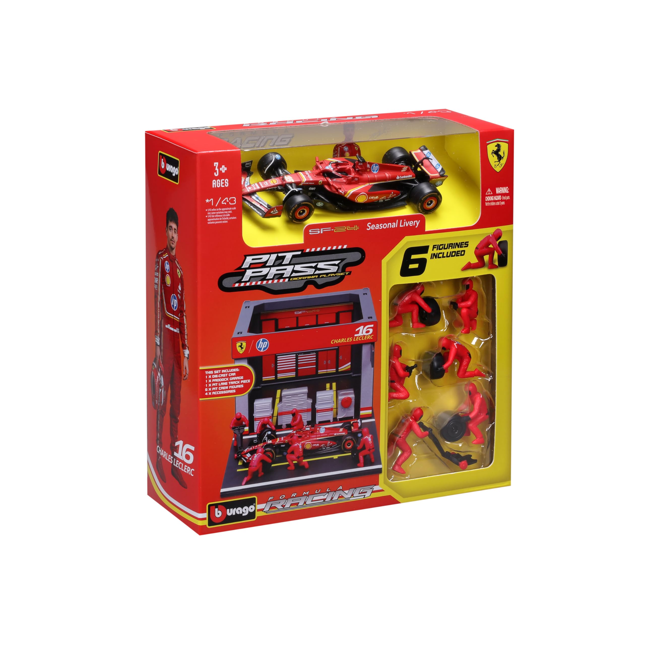 Amazon.com: Bburago 1:43 2024 Ferrari SF-24 Pit Pass, Leclerc #16