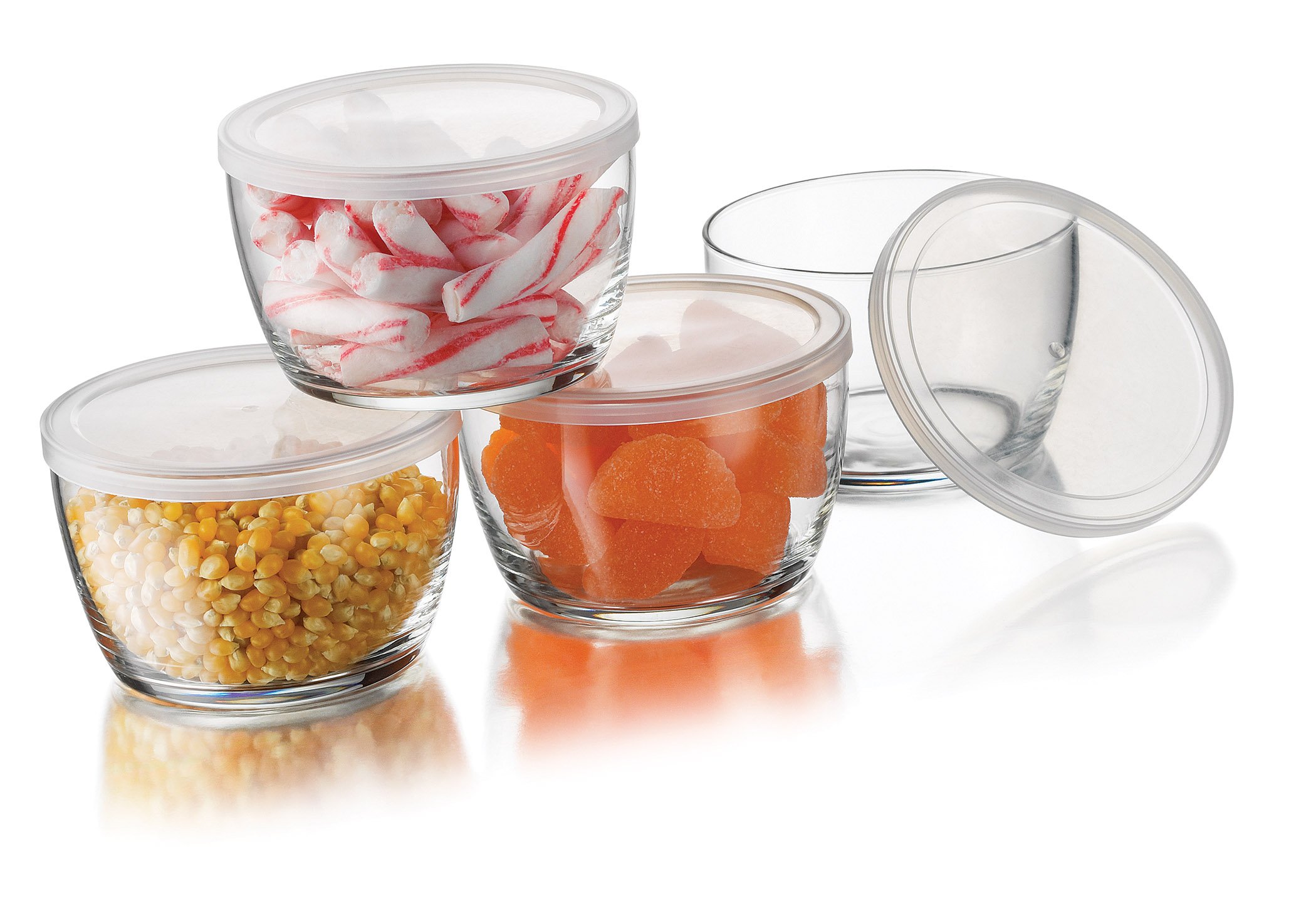 Glass Storage Bowls with Plastic Lids, 16-Ounce, Clear (4 Bowls , 4 Lids)