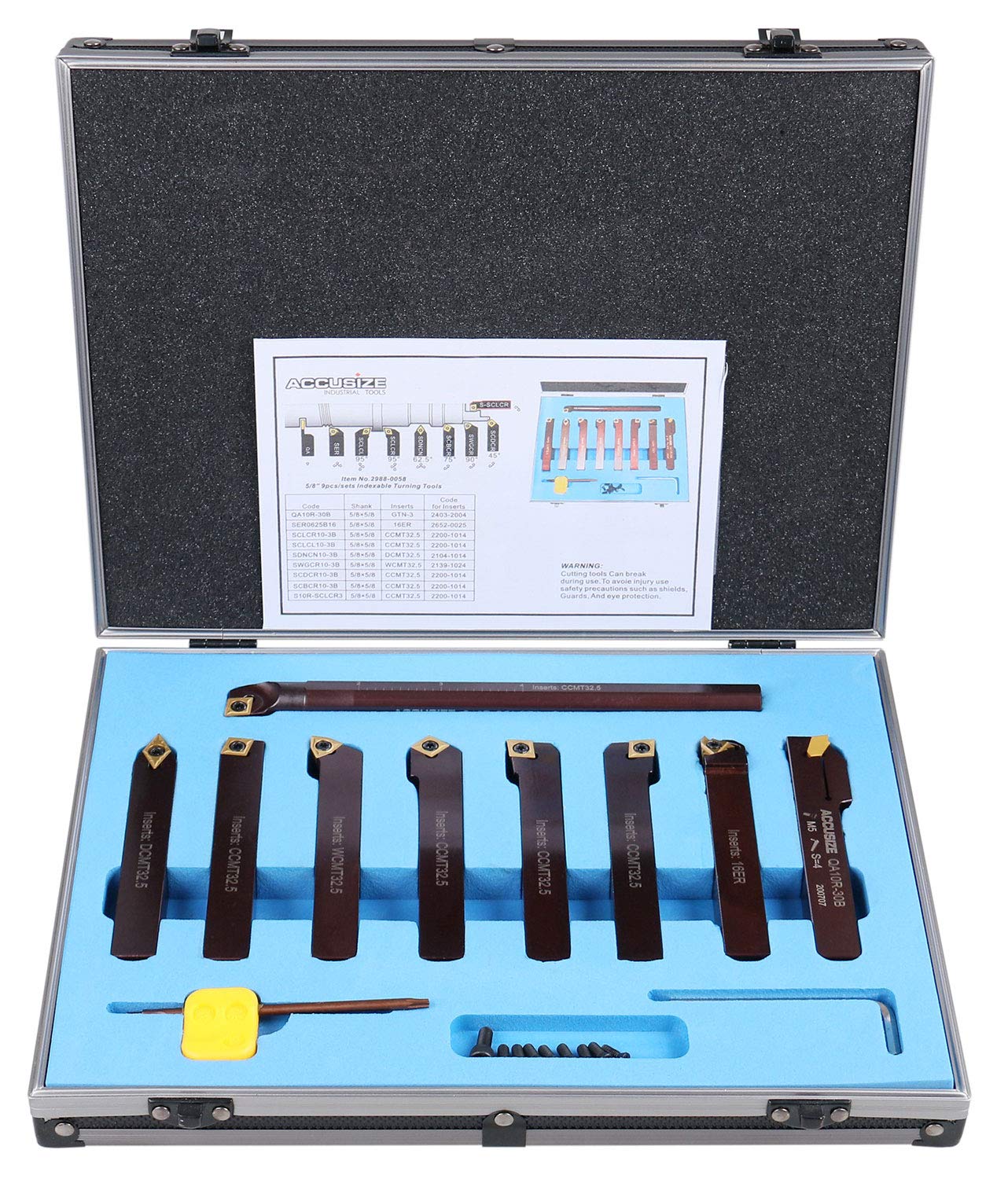 Accusize 5/8 in Shank Indexable Carbide Turning Tool Set, 2988-0058 — Amazon image 2
