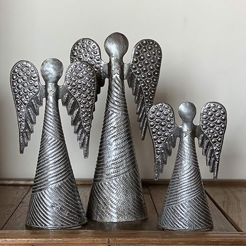 Miniatura 5 de It's Cactus Ángeles decorativos, juego de 3, figuras navideñas de Navidad, decoración de chimenea y mantel, hecho a mano en Haití de 11, 9, 7