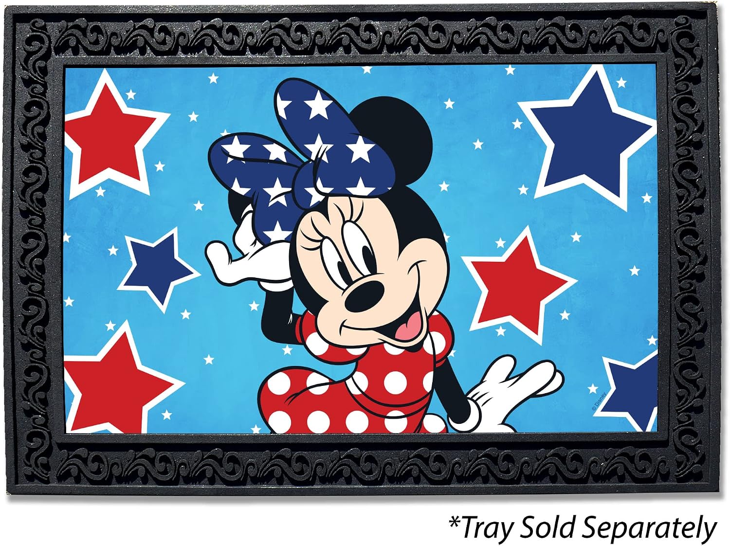 Flagology.com, Doormat, Disney USA Stars Minnie Mouse Doormat - 18" x 30", Outdoor/Indoor, Heavy Duty Recycled Rubber, Non-Slip Backing, Patriotic, July 4th