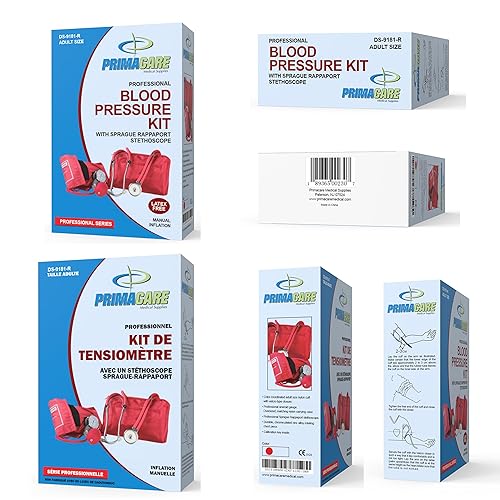 Miniatura 7 de Primacare DS-9181-BK, Kit profesional para la presión sanguínea, incluye esfigmomanómetro aneroide y Estetoscopio Sprague Rappaport, color negro.