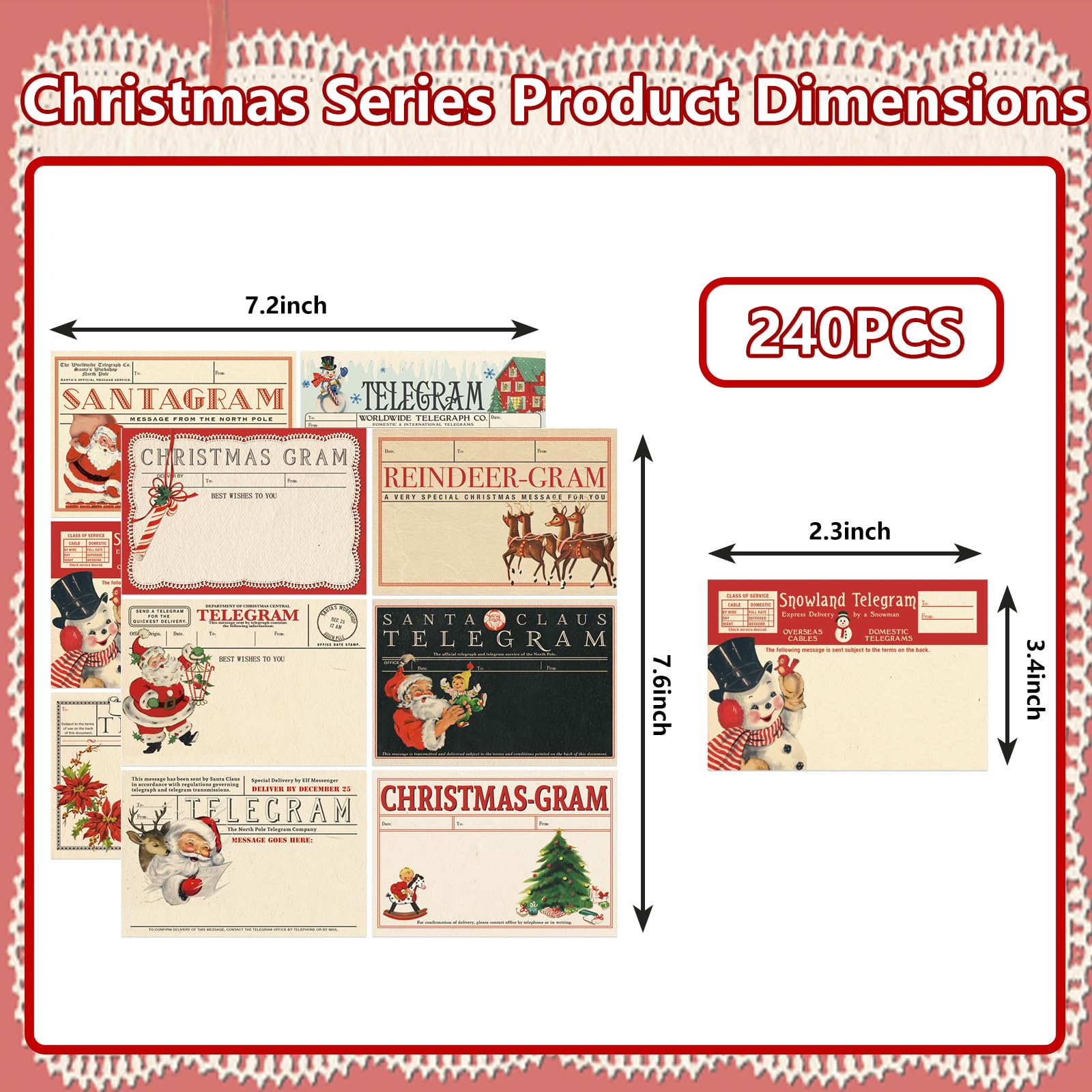 JarThenaAMCS 240 Stück Weihnachts-Vintage-Aufkleber, Retro, Weihnachtsmann, Schneemann, blanko, selbstklebend, Geschenk-Namensschild, Aufkleber für Weihnachten, Winter, Urlaub, Geschenk, 12 Designs
