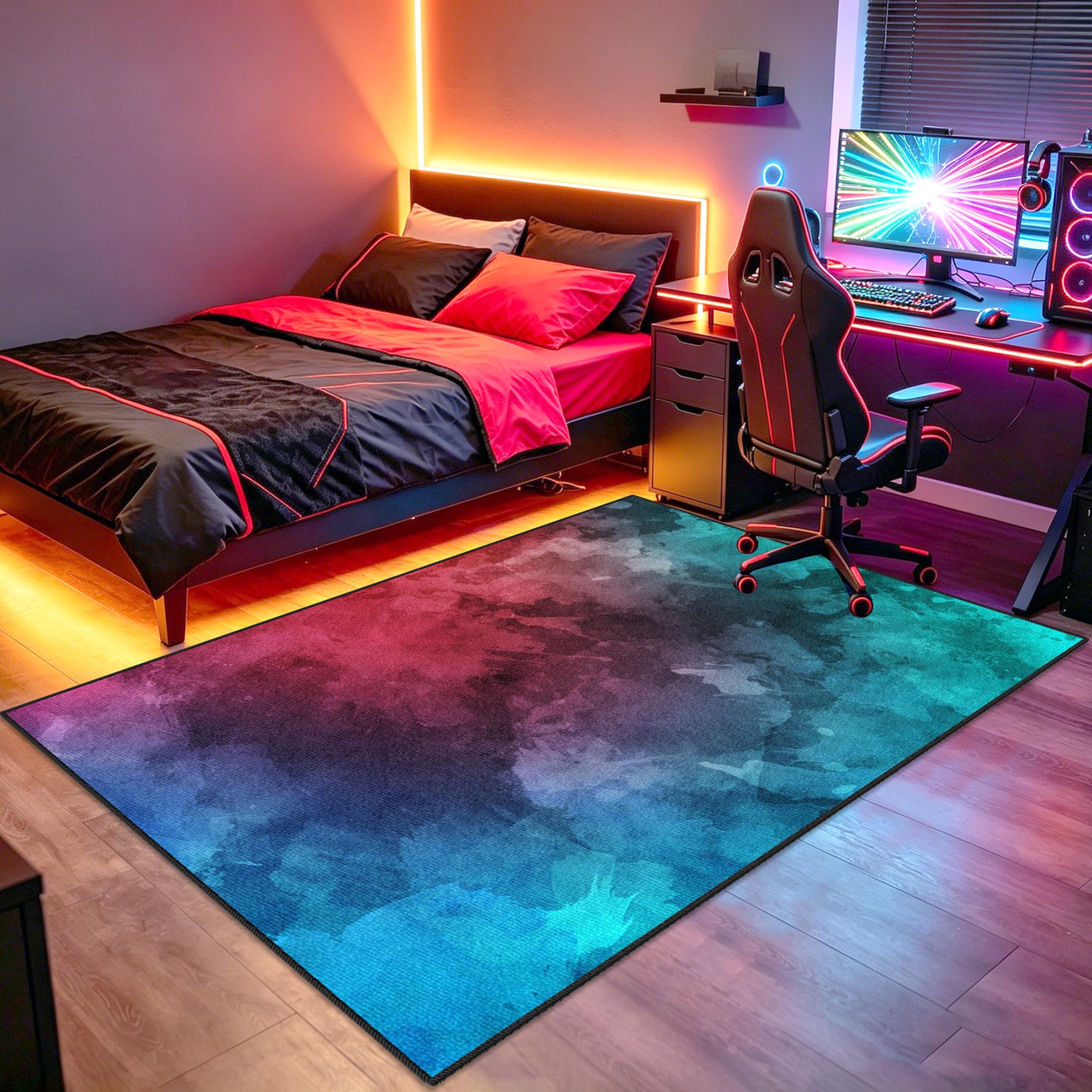 Dywan do sypialni Gaming Mata do gier na krzesło komputerowe 130 x 190 cm Antypoślizgowy dywan krzesło do gier na salę zabaw Dywan do salonu dla graczy Chłopiec