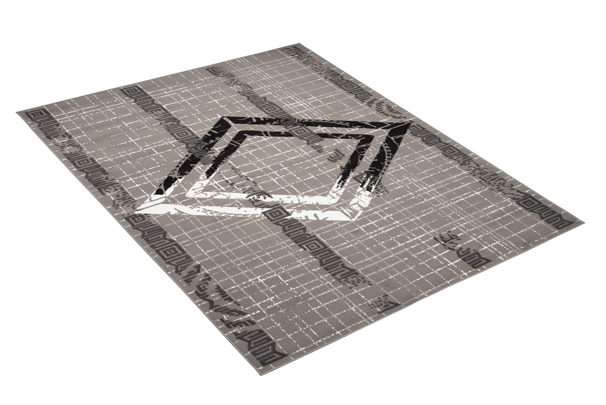 TAPISO Atena Tapis de Salon Chambre Ado Design Moderne Gris Blanc Noir Motif Grec Doux Fin Poil Court 140 x 200 cm
