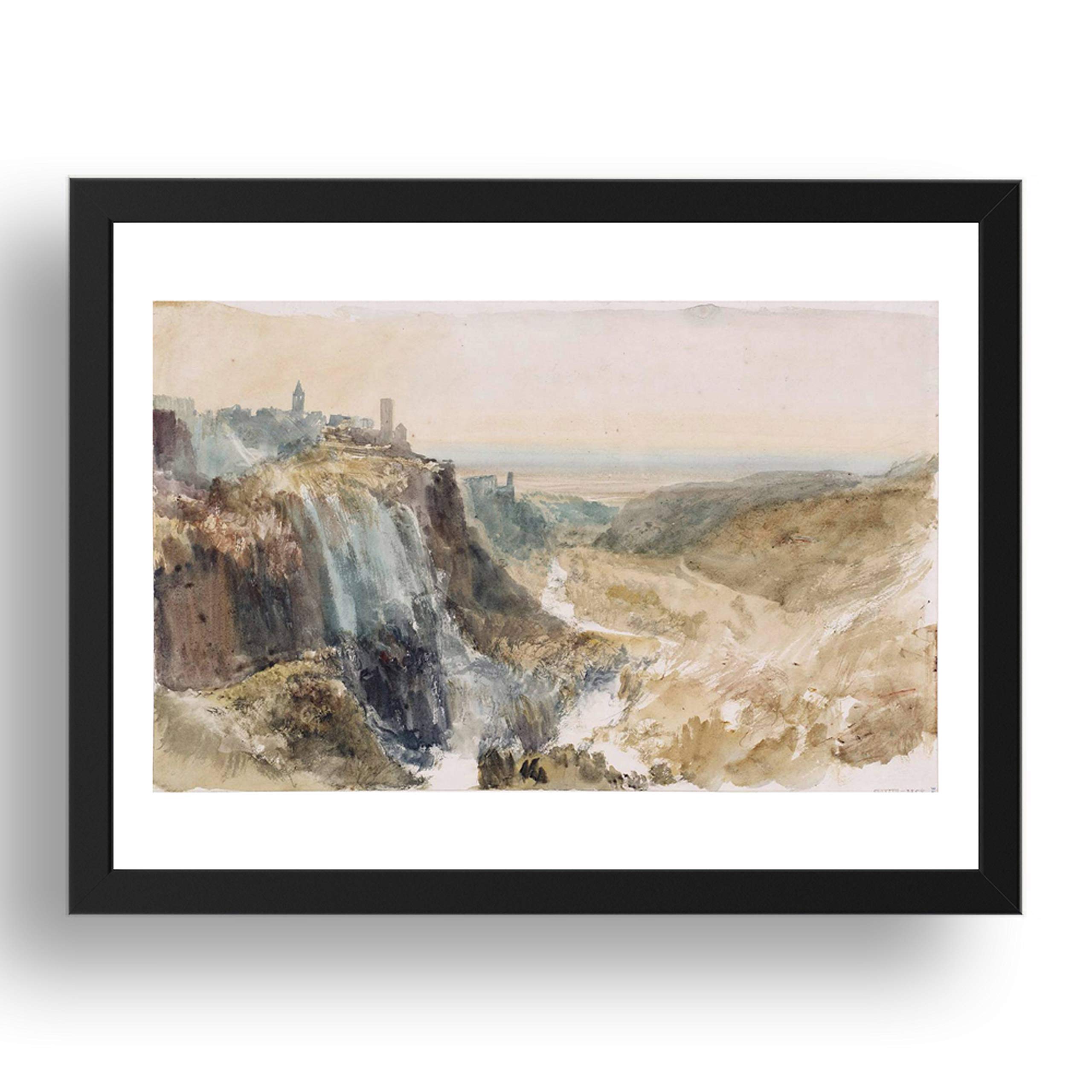 Period Prints View of Tivoli from the Valley, with the Cascatelli and the Santuario di Ercole Vincitore, 1819 by Joseph Mallord William Turner RA, A3 reproduction in 17x13 inch frame