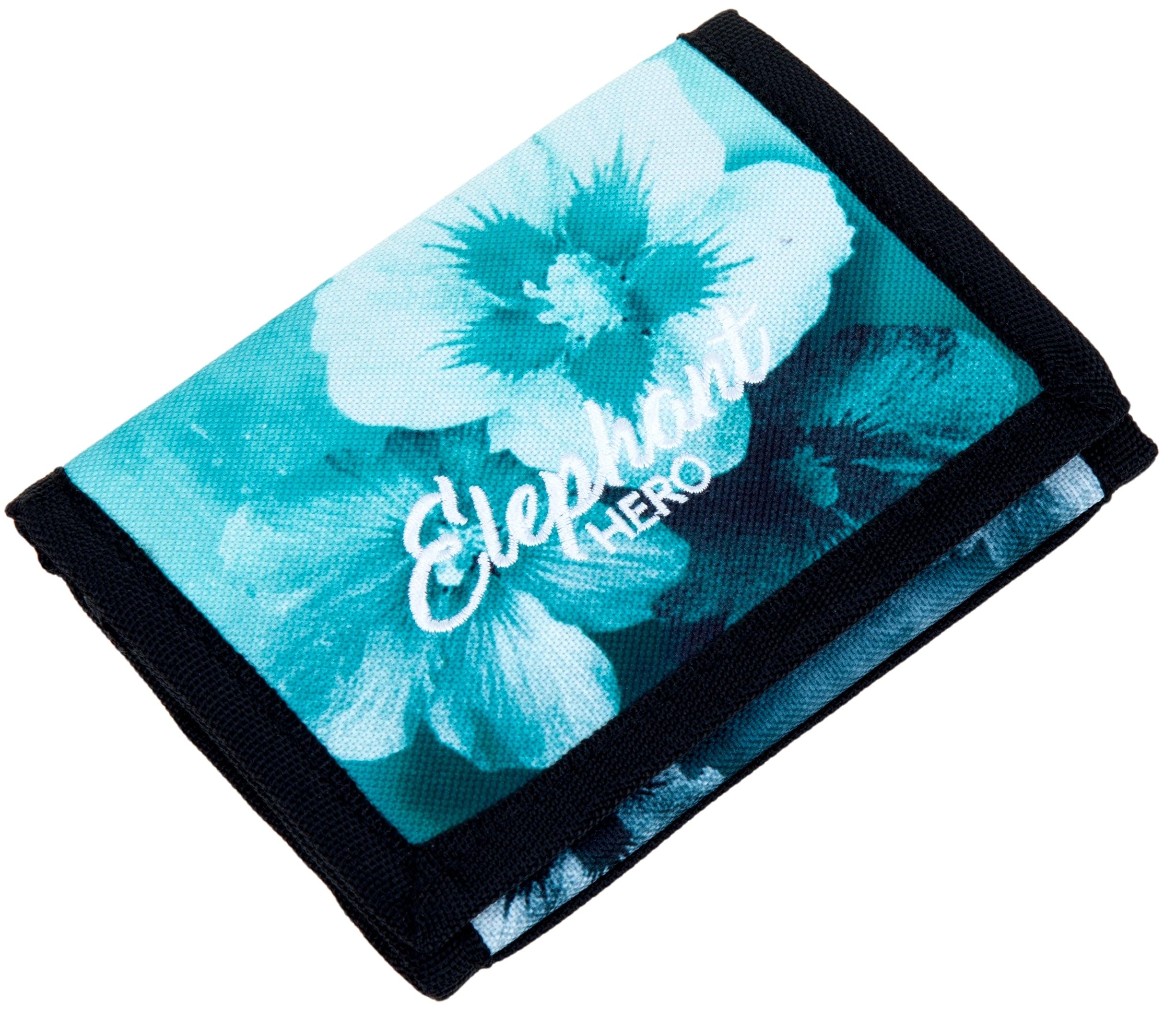 Elephant Geldbörse Kinder Portemonnaie Hero Signature Wallet Schlüsselkette Börse Mädchen Jungen Ausweishülle Geldbeutel Schülerbörse Purse (Flower Türkis Schwarz Verlauf 12801)