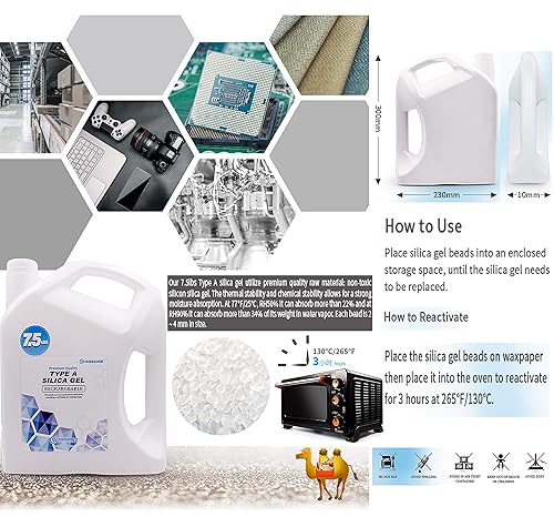 Miniatura 4 de Wisesorb 7.5 LBS Perlas blancas puras reutilizables del gel de la sílice, deshumidificadores desecantes recargables Desecante Absorber de la humedad