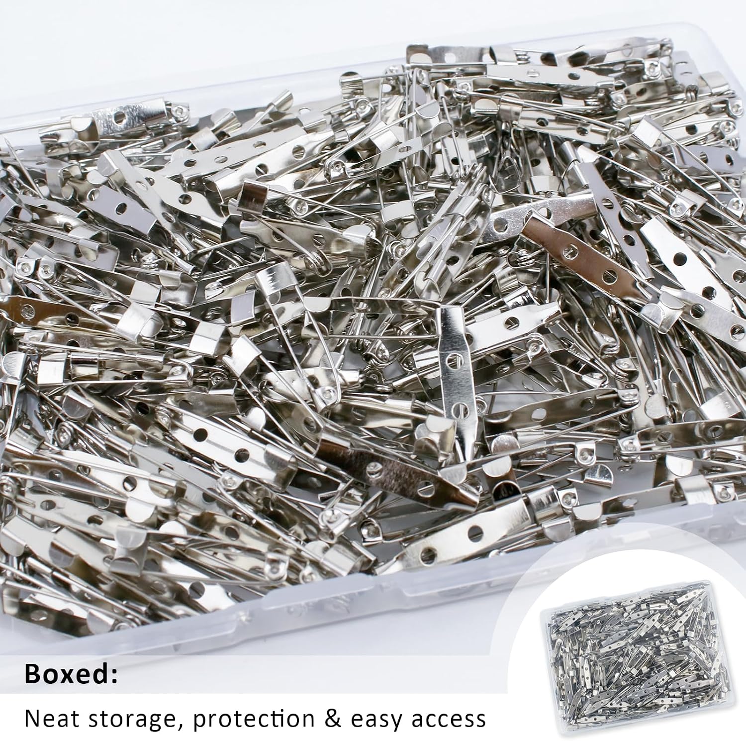 300Pcs Locking Brooch Pin Backs Clasp 2 Holes Silver Bar Pins Findings for Badge Insignia Honor Citation Bars Wedding Corsage Making DIY Jewelry Crafts Name Tags & Sewing Projects (25mm)