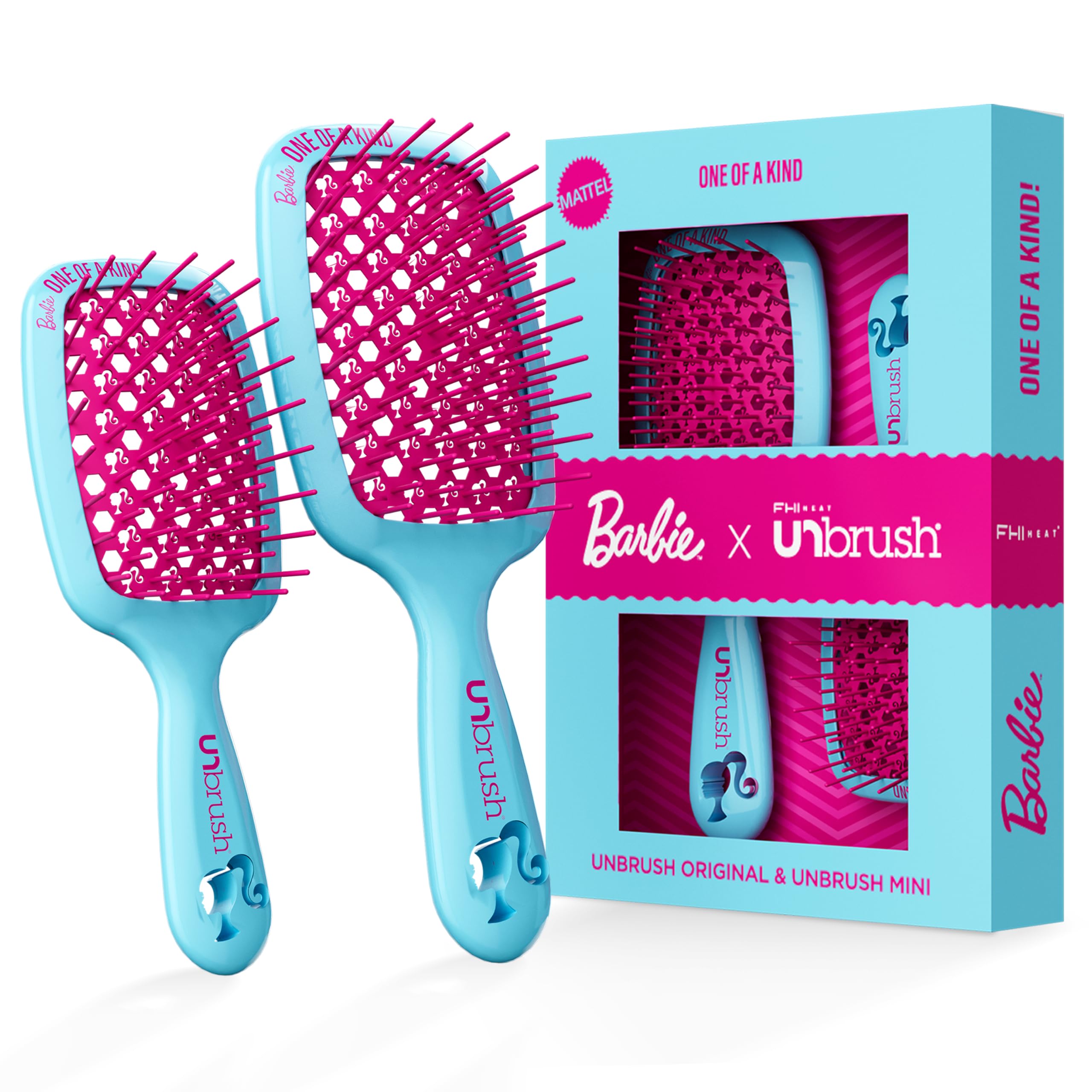 FHI Heat UNbrush Barbie Detangling Brush Duo - One of a Kind - Blue