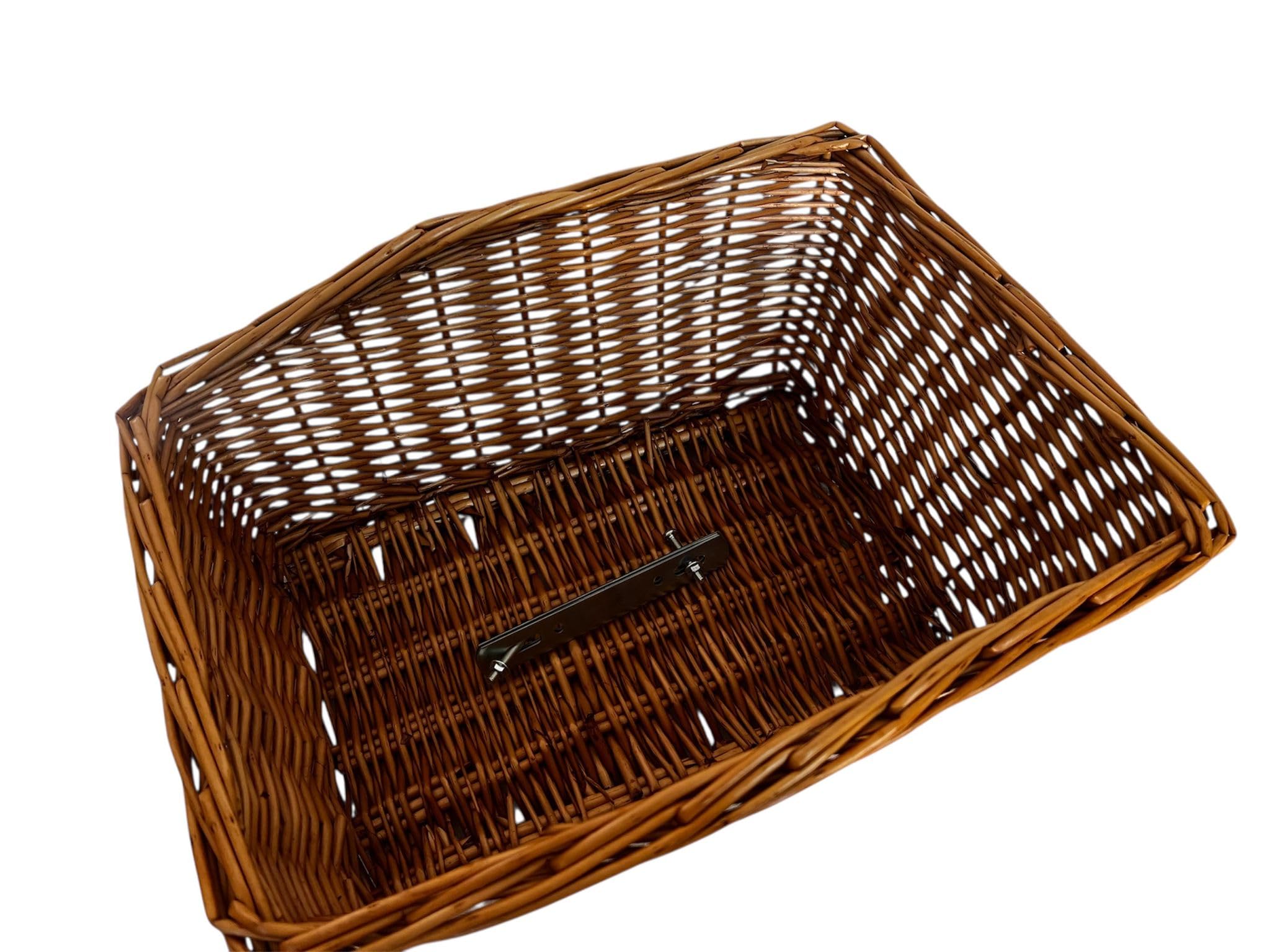 Cestino Posteriore in Vimini per Bicicletta, Base 33x22 cm, Altezza 18/14 cm, con Kit di Montaggio