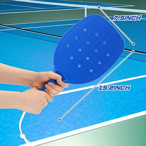 Miniatura 7 de Juego de 60 raquetas de plástico de 15.2 x 7.5 pulgadas con bolas, llavero de bola, toallas de enfriamiento y bolsa de transporte, equipo deportivo