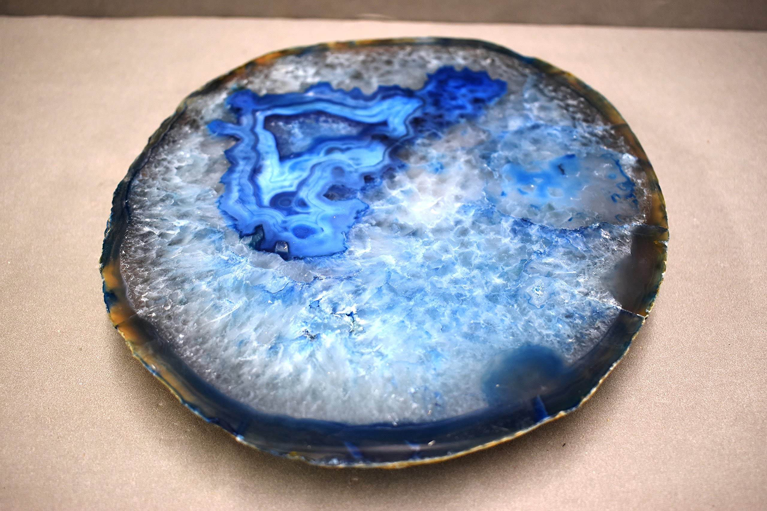 Nature's Decoration Agate Geode Thick Trivet, Stone Trivet (Blue)