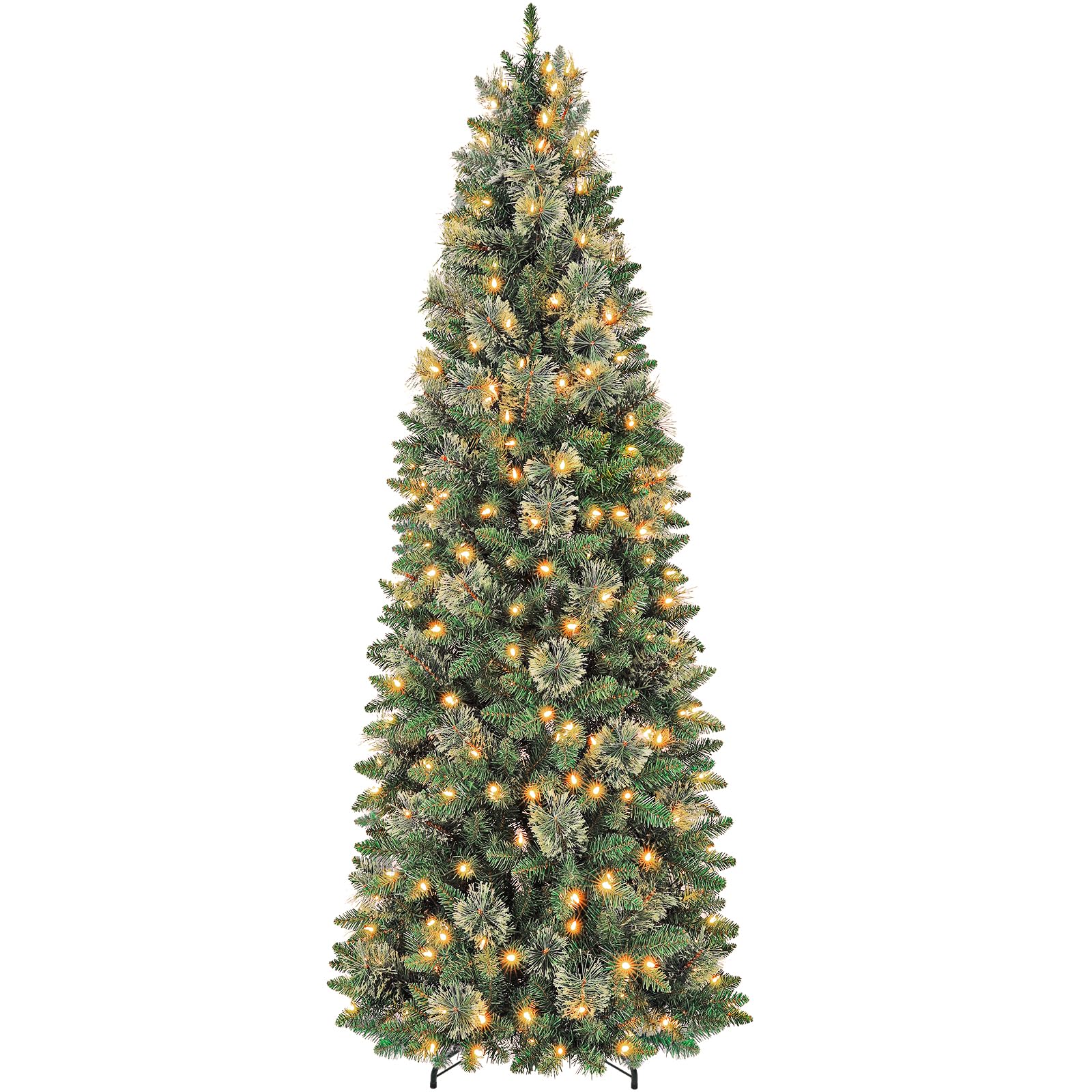 Hykolity 7.5 ft Slim Prelit Christmas Tree with Pine Needle