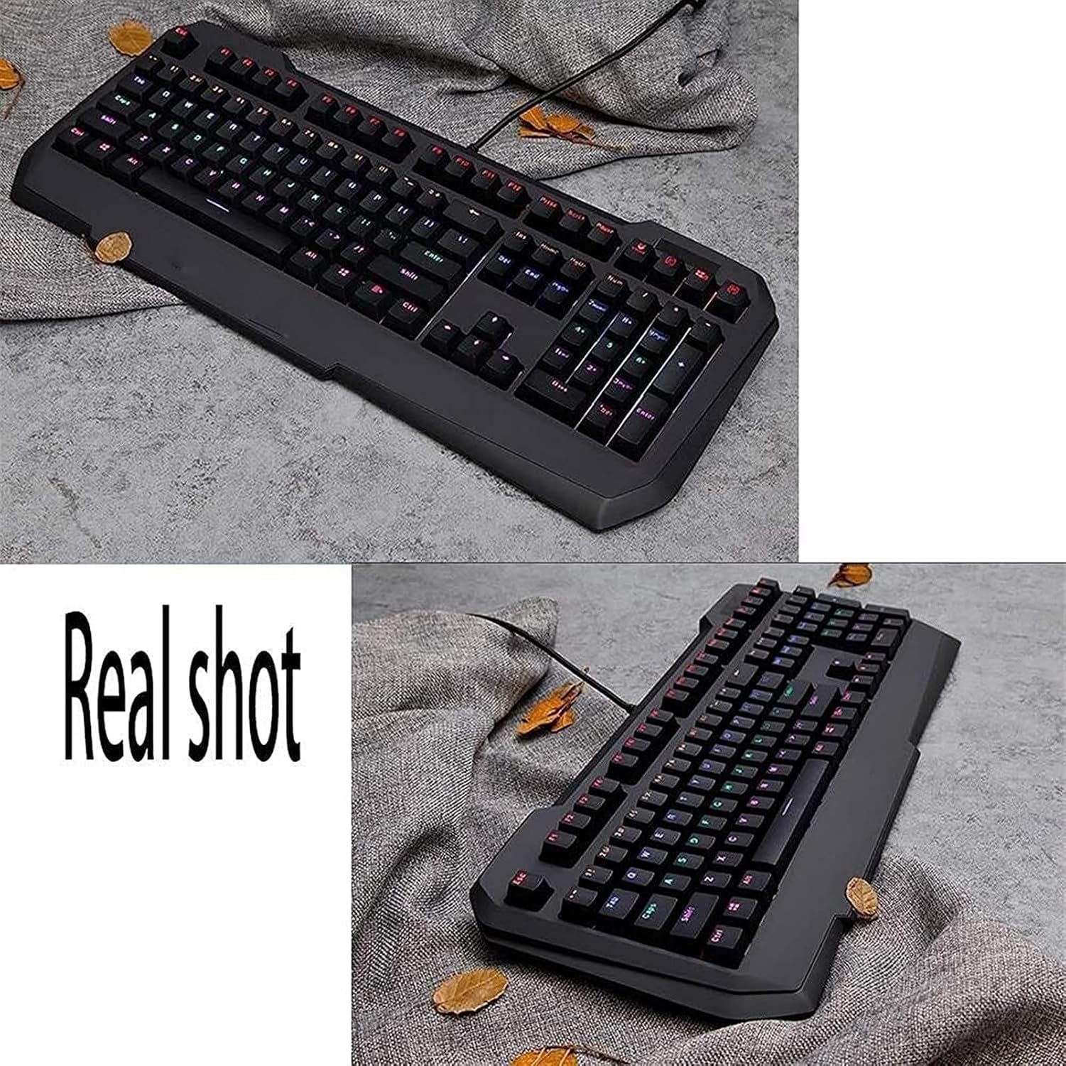 Tastiera Meccanica da Gaming USB Wired, Full-Size con Retroilluminazione RGB Mista, Anti-Fantasma per Ufficio e Videogiochi