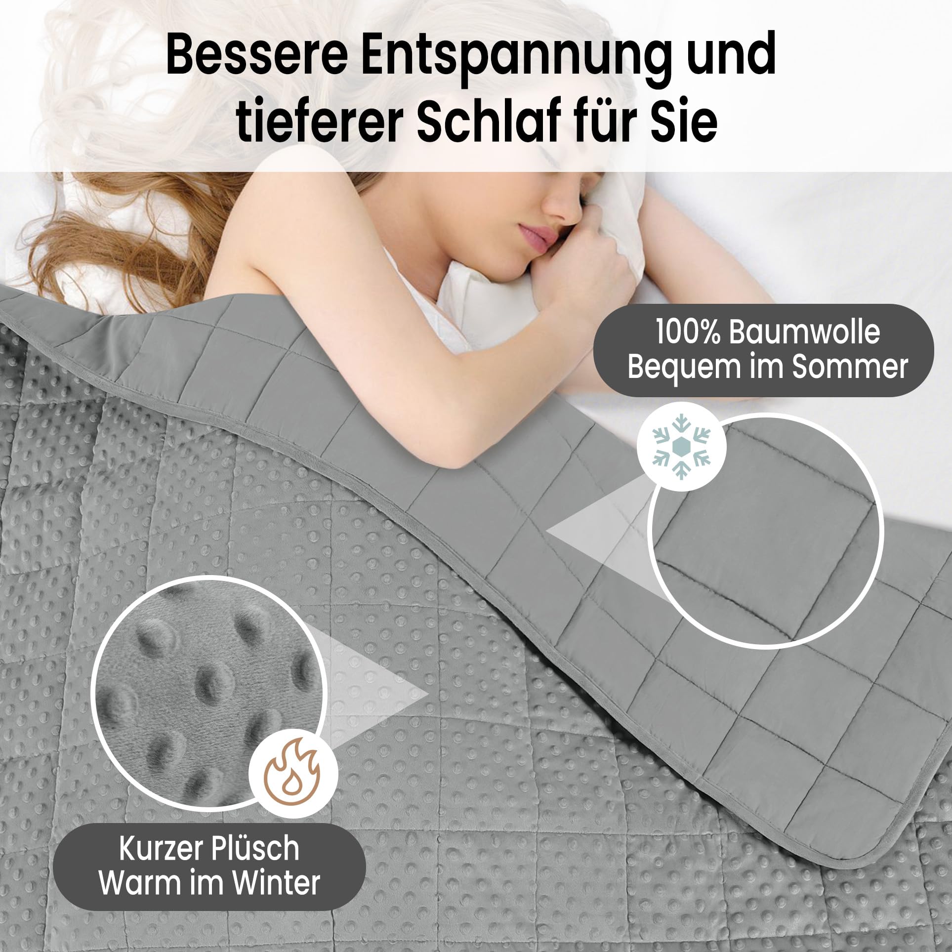 Verzwaringsdeken 7kg - Voor Personen Tussen De 70 En 89kg - 4 Seizoenen Zwaartedeken Gravity Weighted Blanket Incl 100 Katoenen Hoes