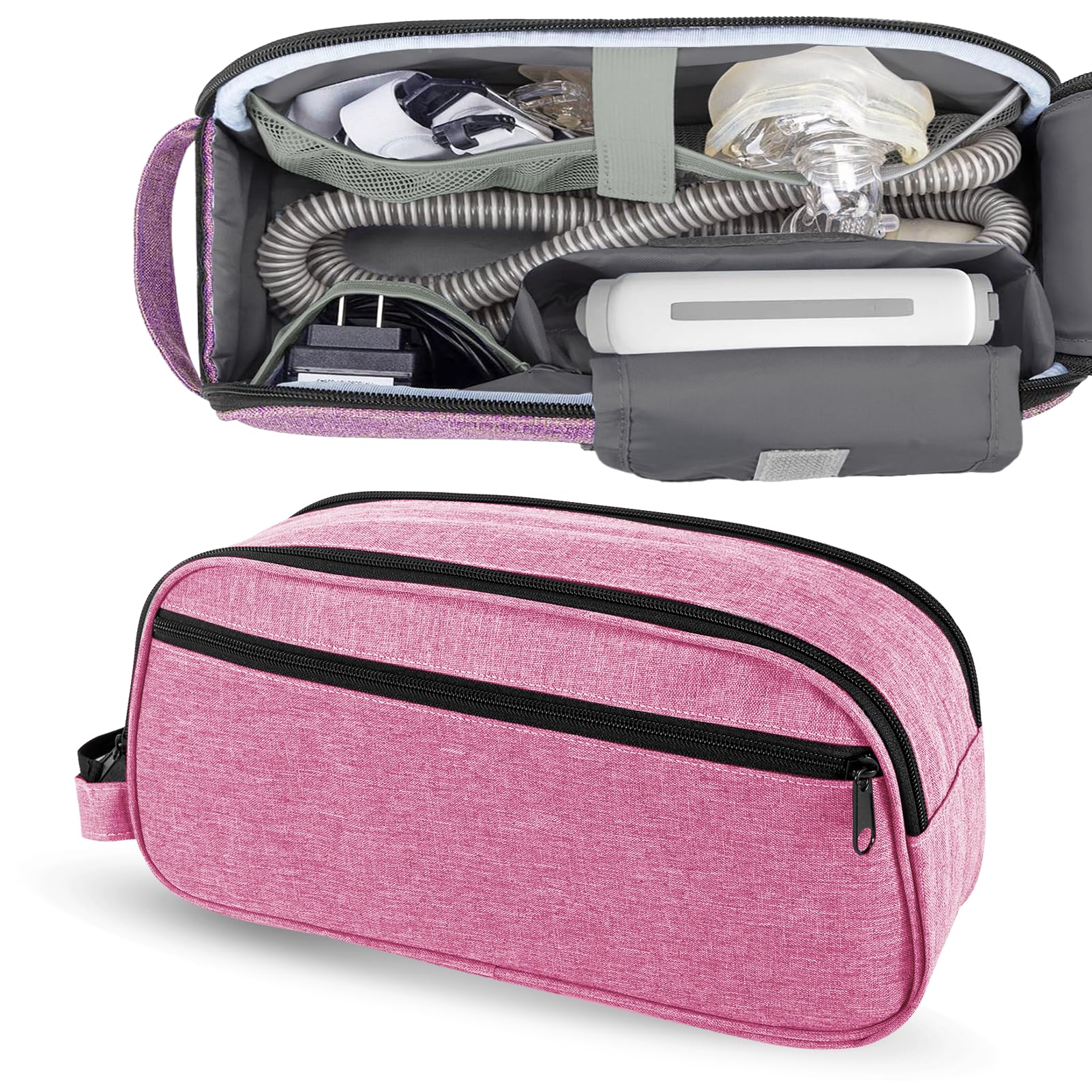 Photo 1 of **Not zipper**CPAP Travel Bag for AirMini CPAP Machine and Accessories, Portable CPAP Travel Case, CPAP Bag for Travel, CPAP Machine Travel Carry Storage, CPAP Supplies Organizer Case (Pink)