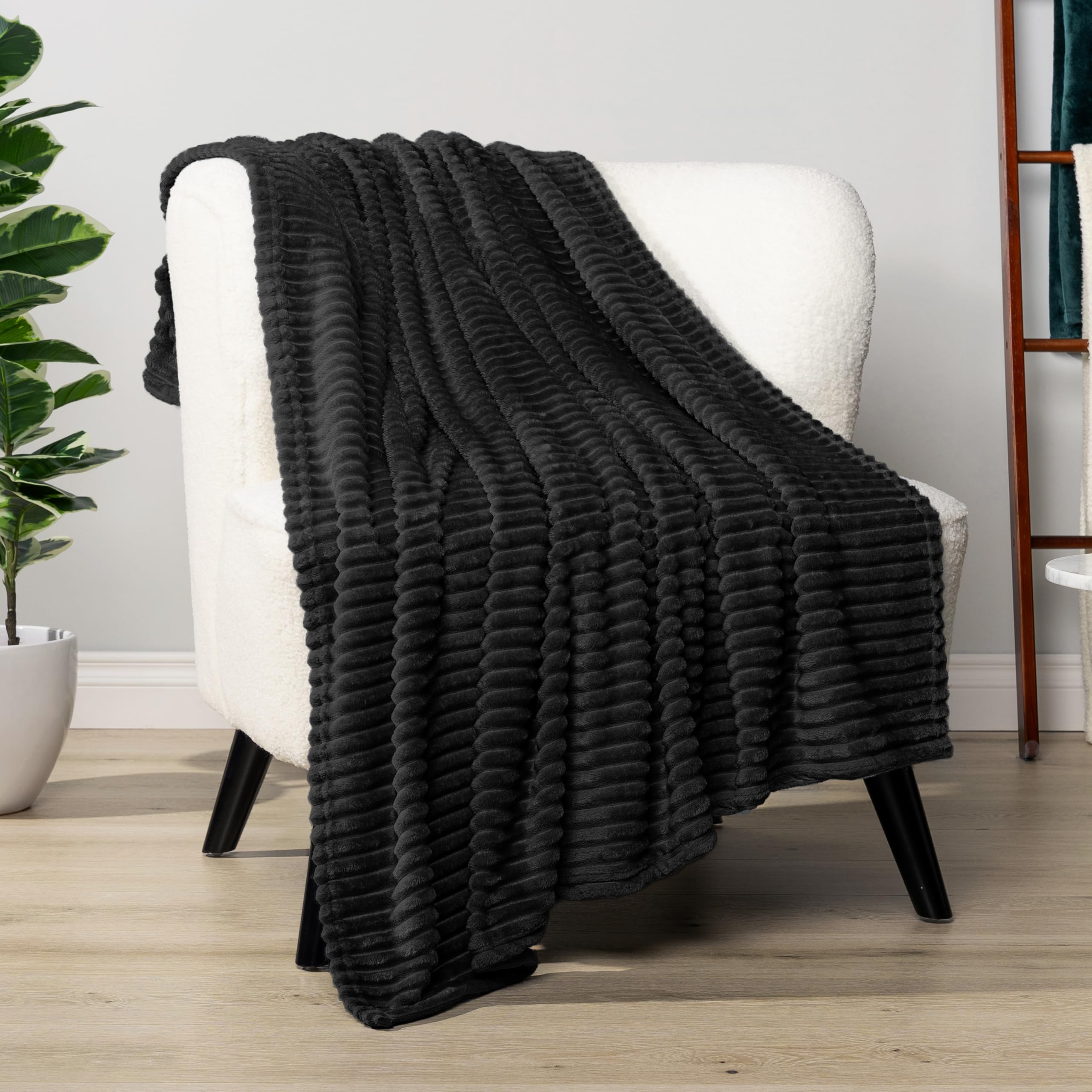 Amazon.com: PAVILIA Super Soft Fleece Throw Blanket Twin Black