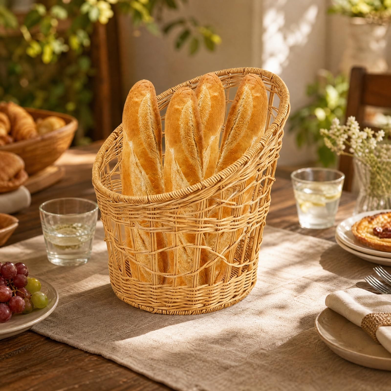 Cestino per Tige in Metallo e Ventilato Cestino Pane con Struttura Aperta Facile da Pulire Tavola per, Buffet, Stile D