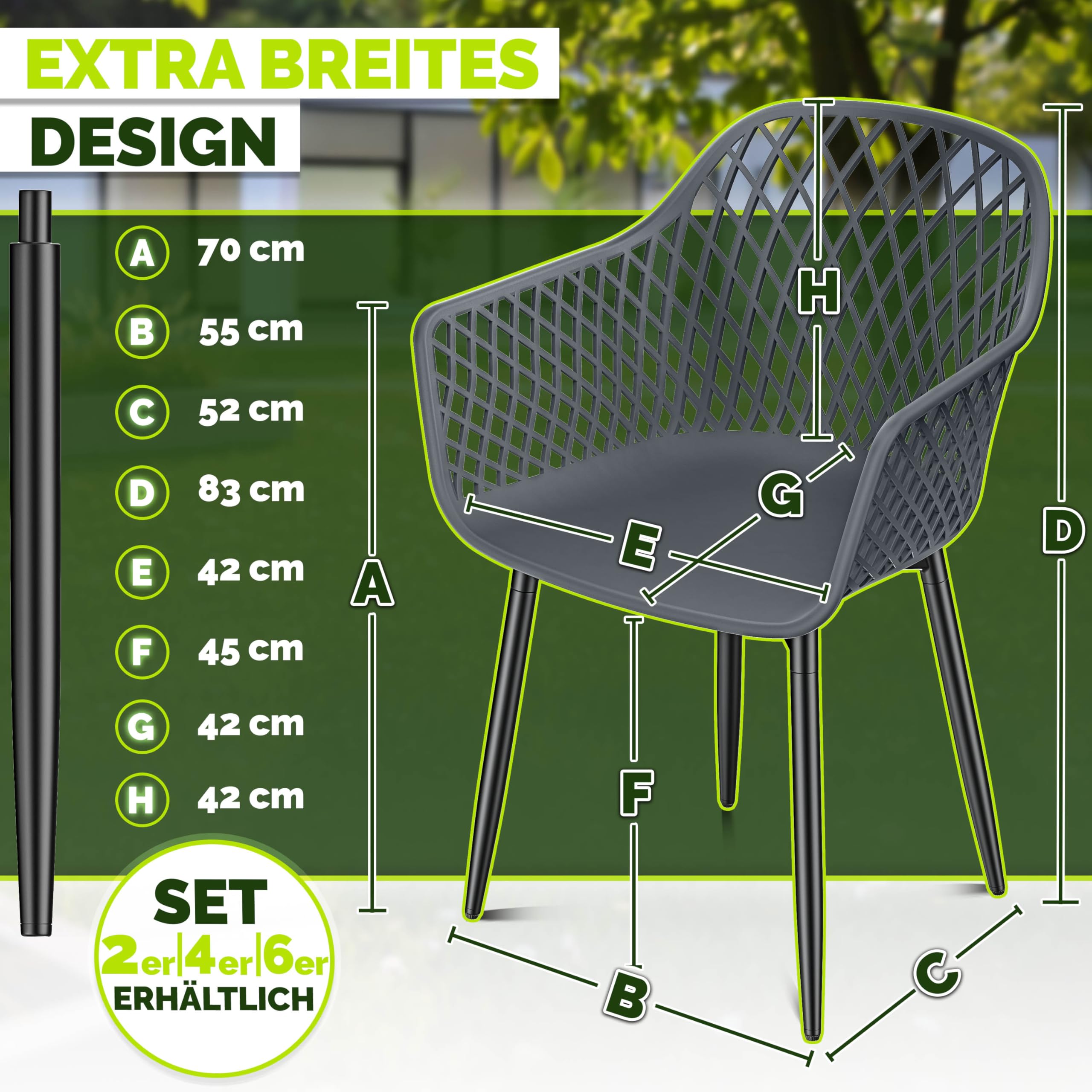 tillvex Garden Chairs Set of 2 Weatherproof with Armrests Outdoor Chairs Maximum Load 120 kg Garden Chairs UV-Resistant Patio Chair Garden Furniture Patio Balcony Outdoor Garden - 2